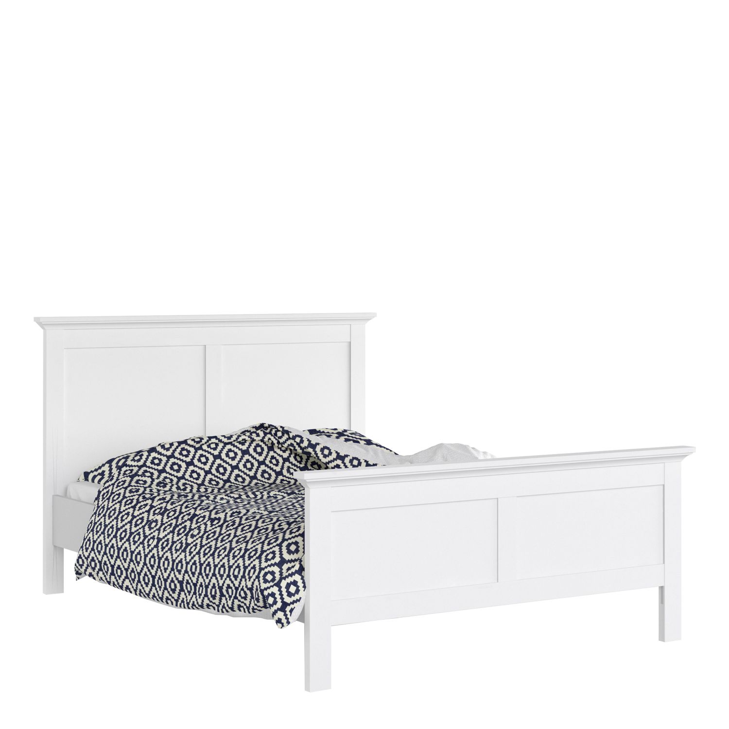 Paris Double Bed (140 x 200) in White - White - Rosalind Collection
