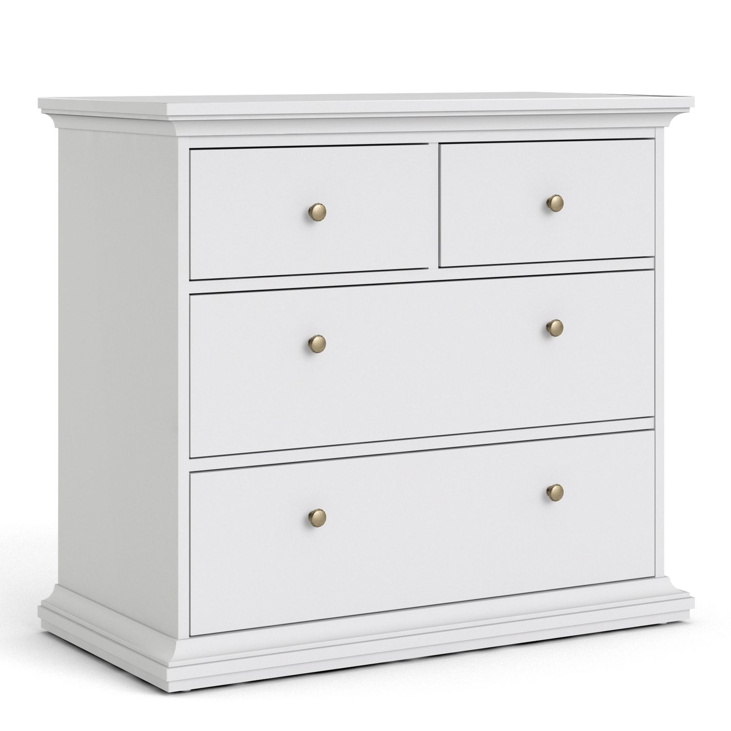 PORTHOPE I White Chest of Drawers - Large-sized, 4 Drawers - Rosalind Collection