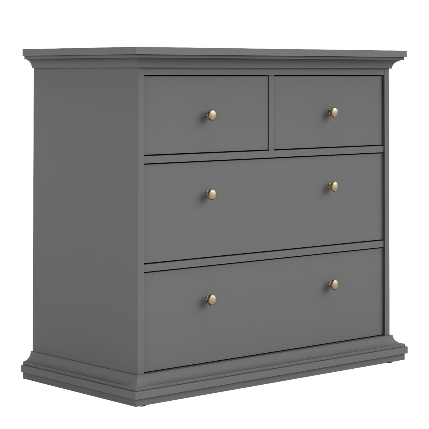 PORTHOPE Grey Chest of Drawers - Large-sized, 4 Drawers - Rosalind Collection