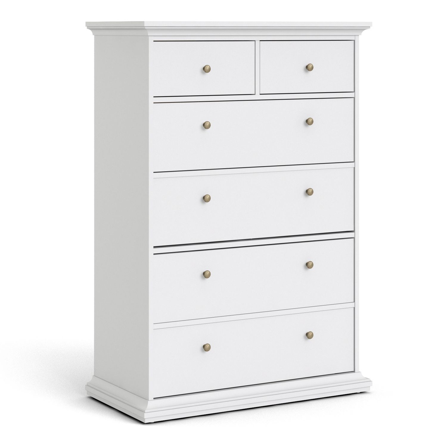 PORTHOPE White Chest of Drawers - Large-sized, 6 Drawers - Rosalind Collection