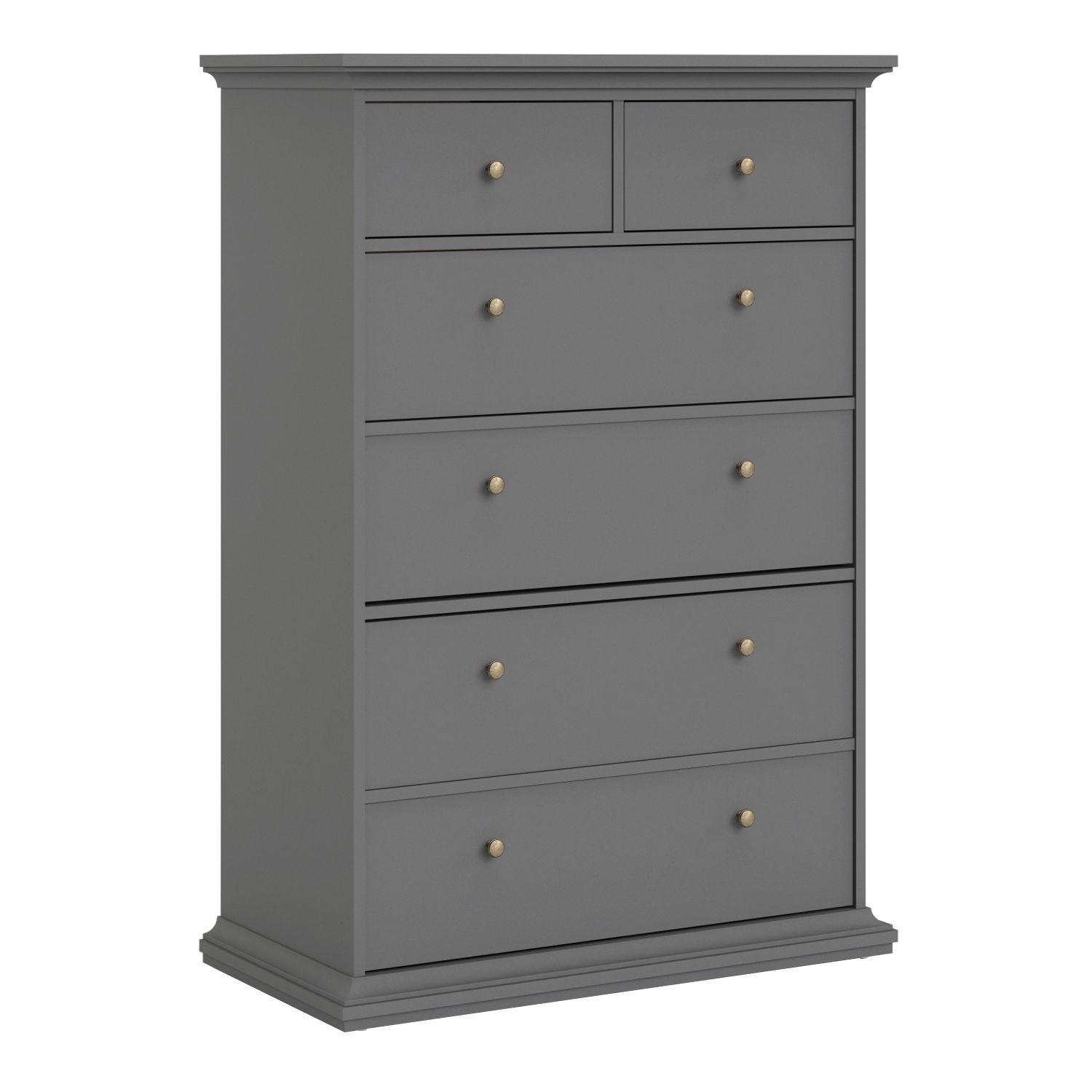 PORTHOPE Grey Chest of Drawers - Large-sized, 6 Drawers - Rosalind Collection