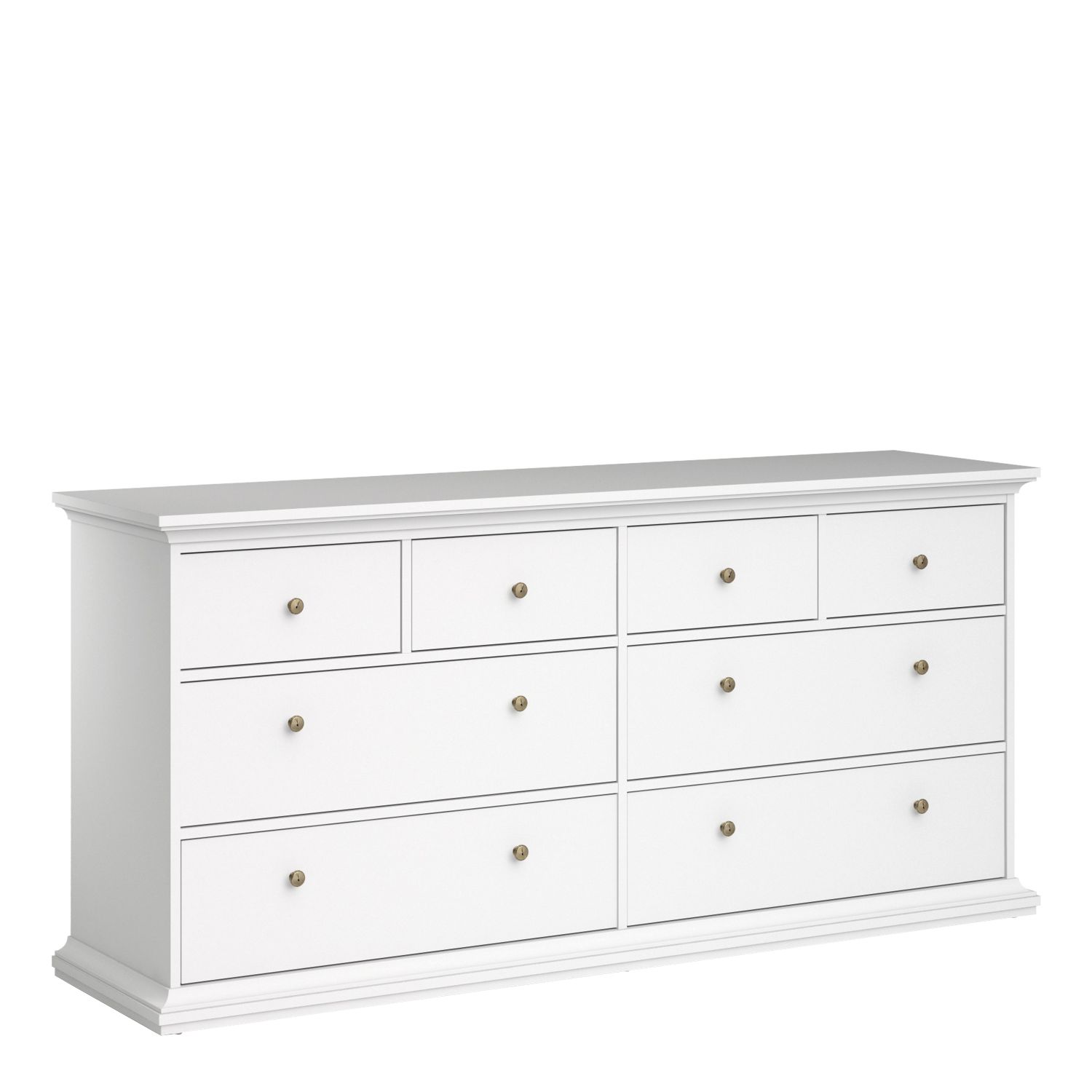 PORTHOPE White Chest of Drawers - Extra Large-sized, 8 Drawers - Rosalind Collection