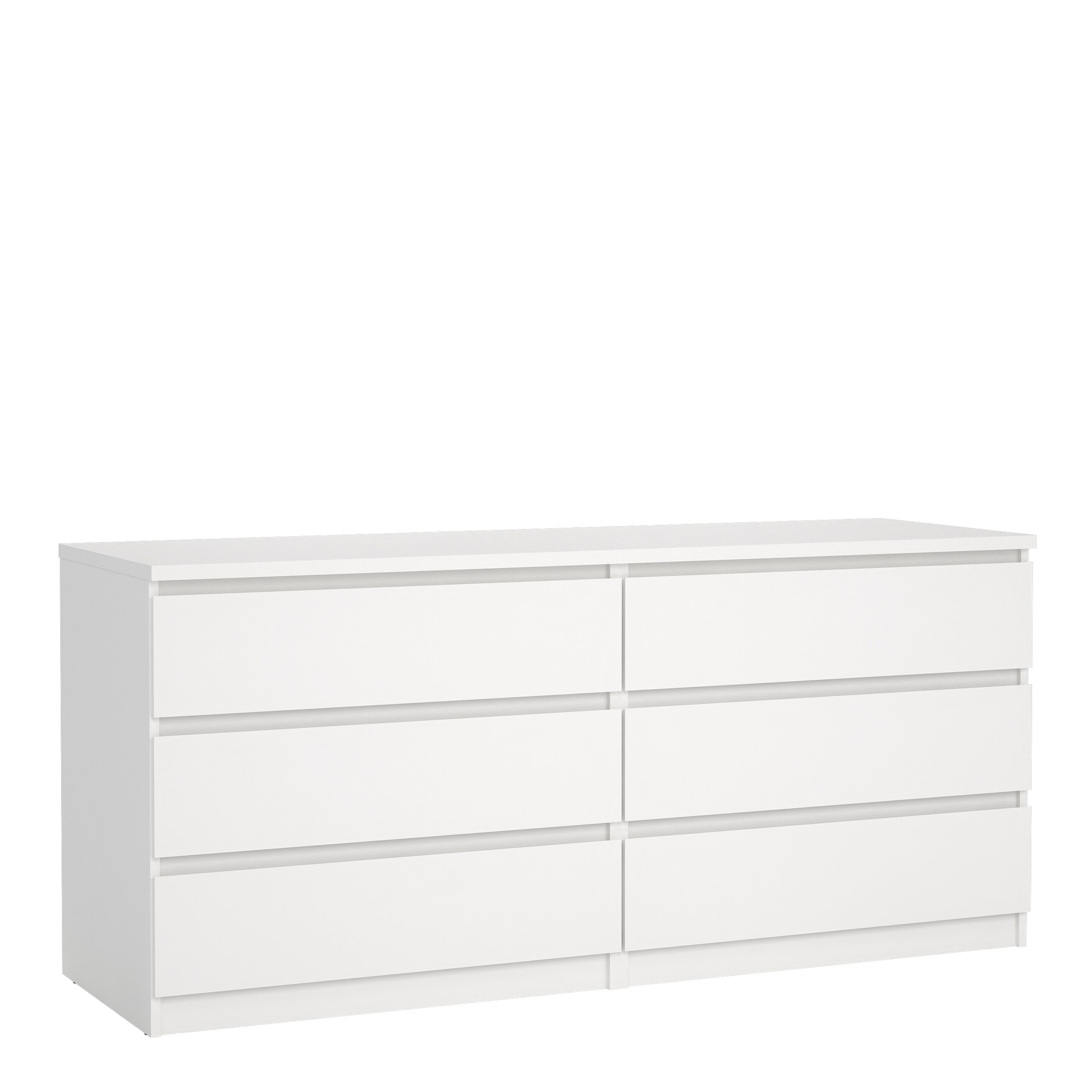 NANAIMO White Chest of Drawers - Extra Large-sized, 6 Drawers, Double - Rosalind Collection