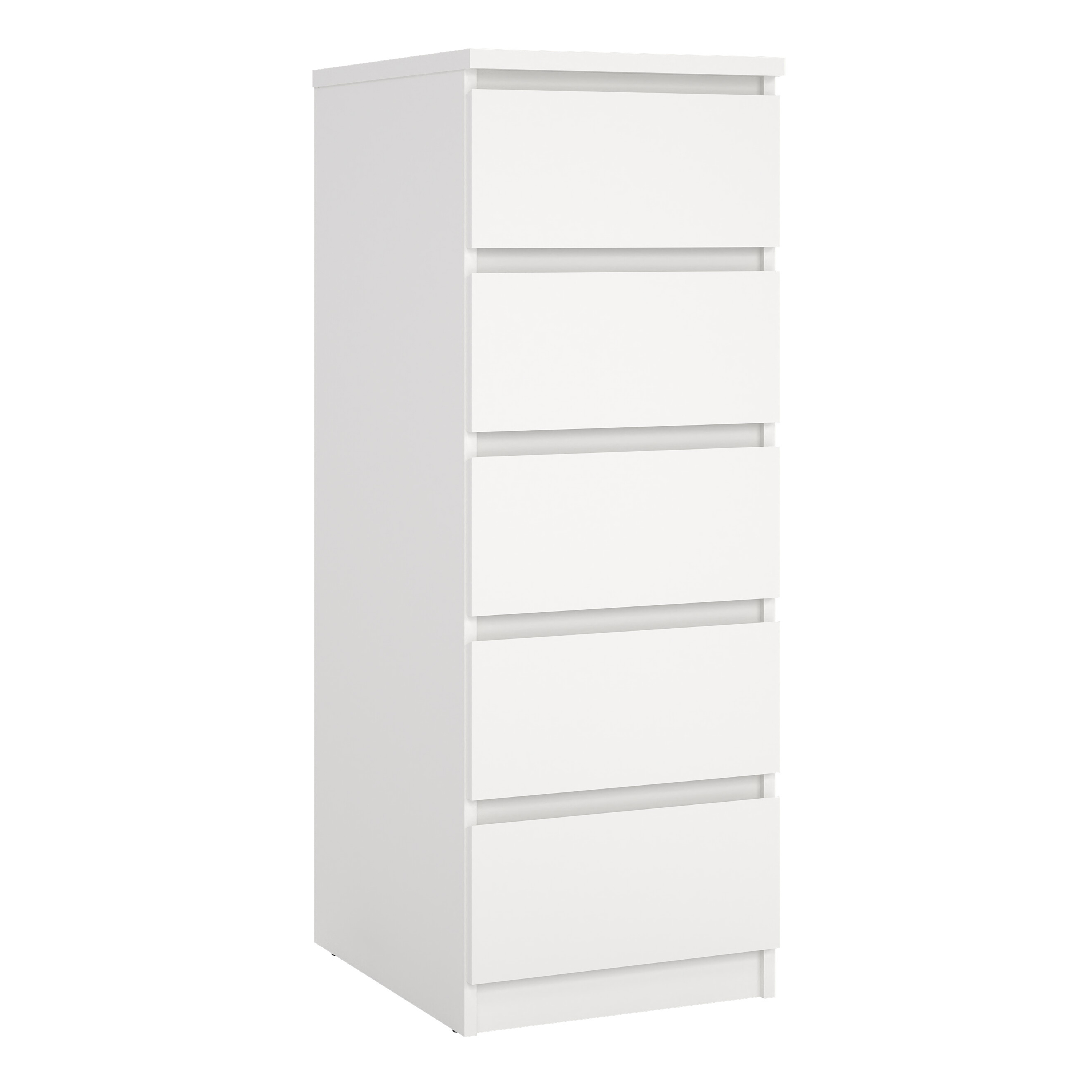 NANAIMO White Chest of Drawers - Tallboy, Medium-sized, 5 Drawers - Rosalind Collection