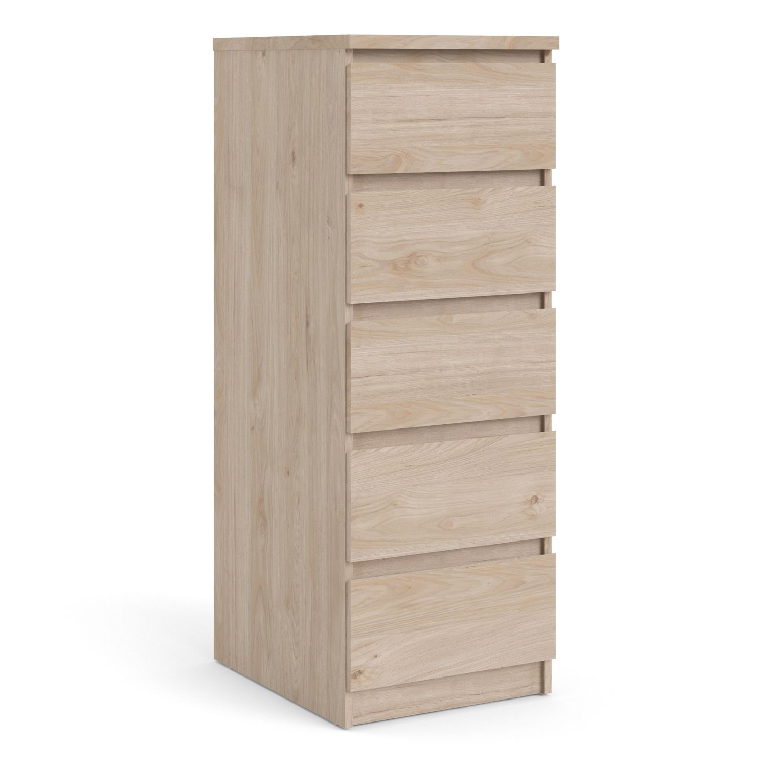 NANAIMO Oak Finish Chest of Drawers - Small-sized, 5 Drawers - Rosalind Collection