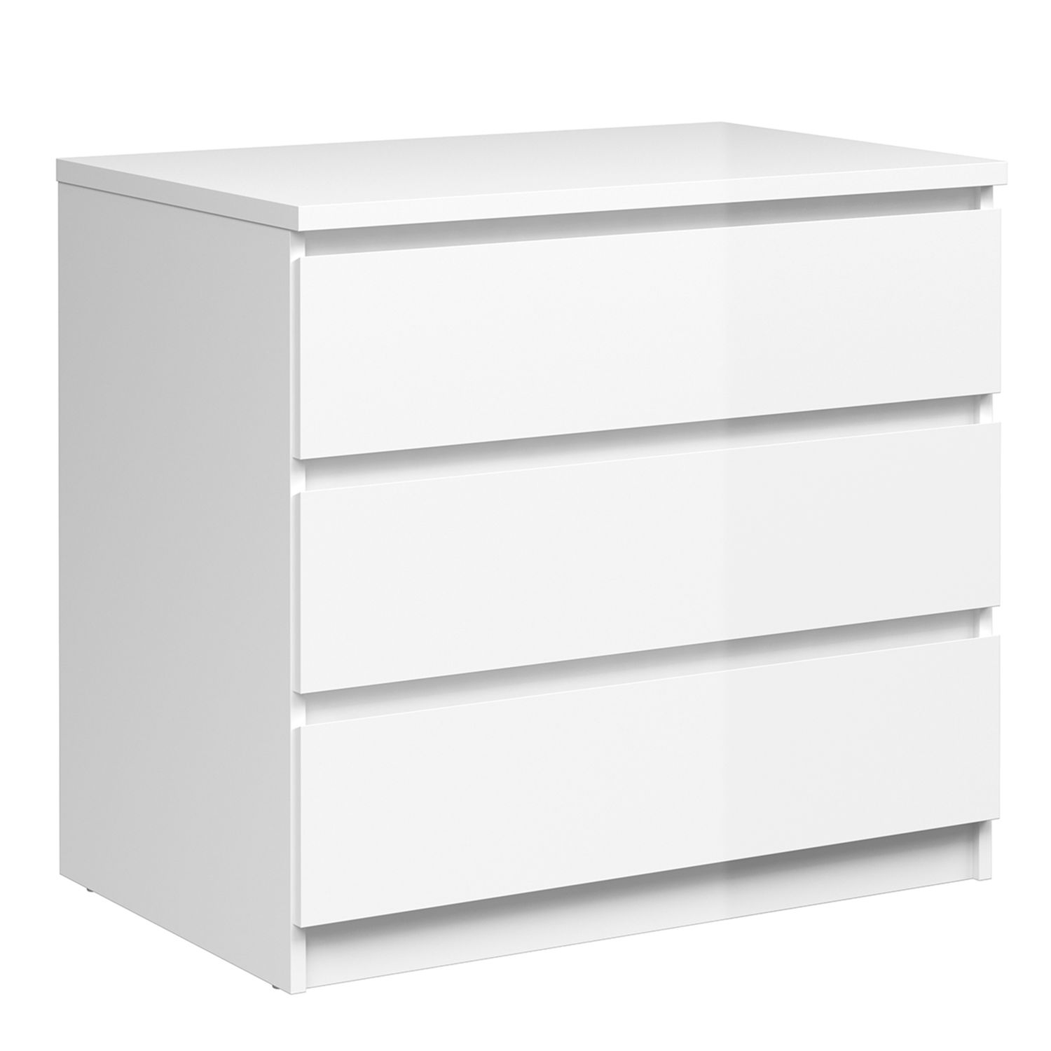 NANAIMO White Chest of Drawers - Medium-sized, 3 Drawers, High Gloss - Rosalind Collection