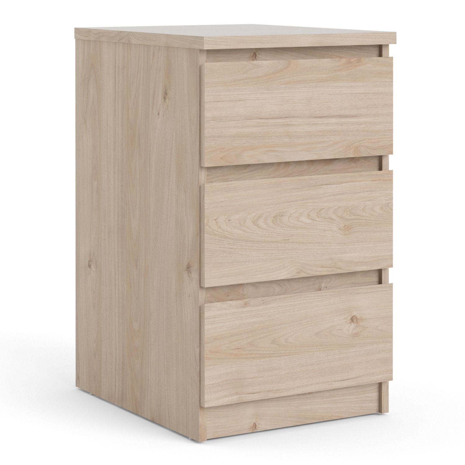 Bedside Table - NAIA 3 Drawer Nightstand Oak 40.4cm - Rosalind Collection