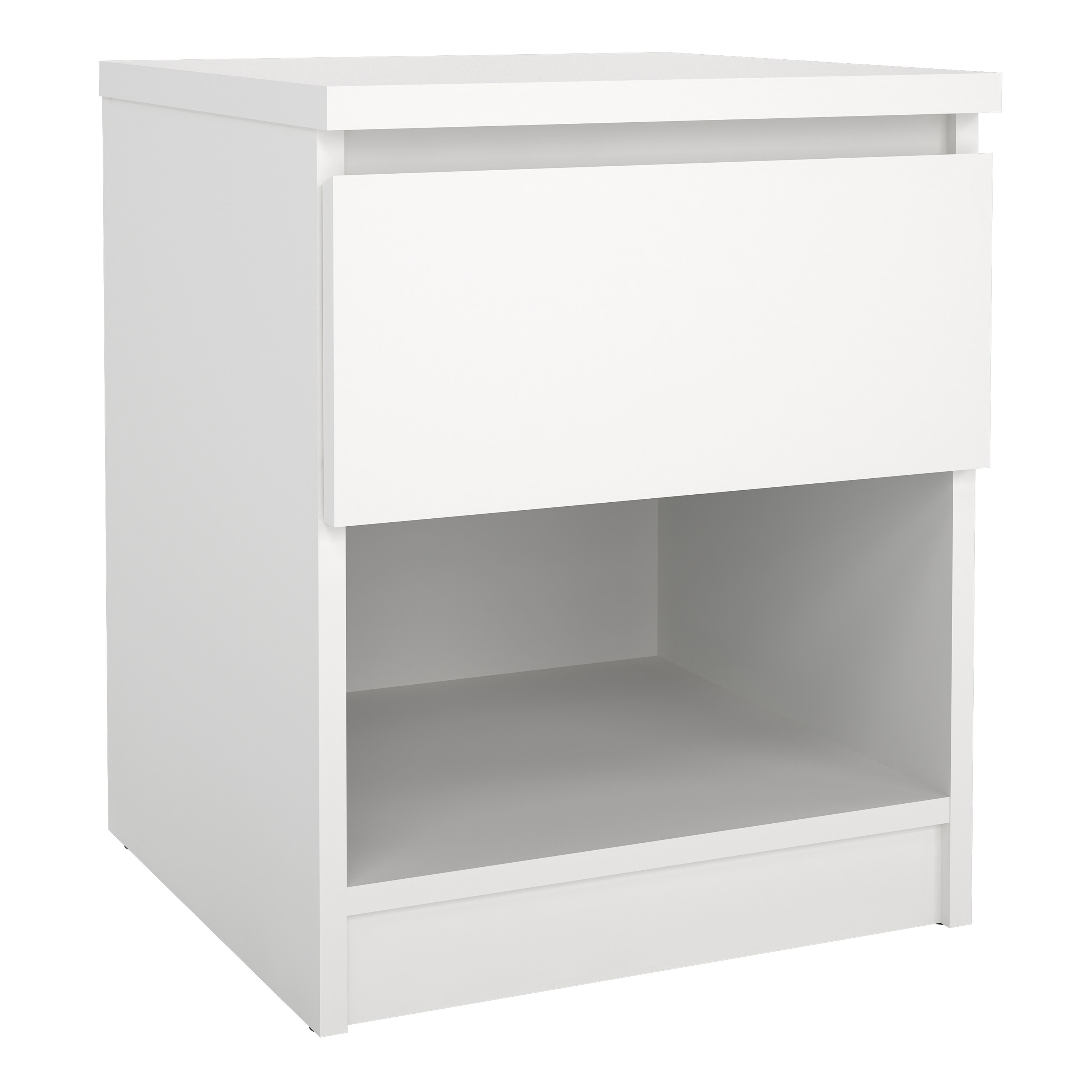 Bedside Table - NANAIMO Nightstand 1 Drawer 1 Shelf White 40cm - Rosalind Collection