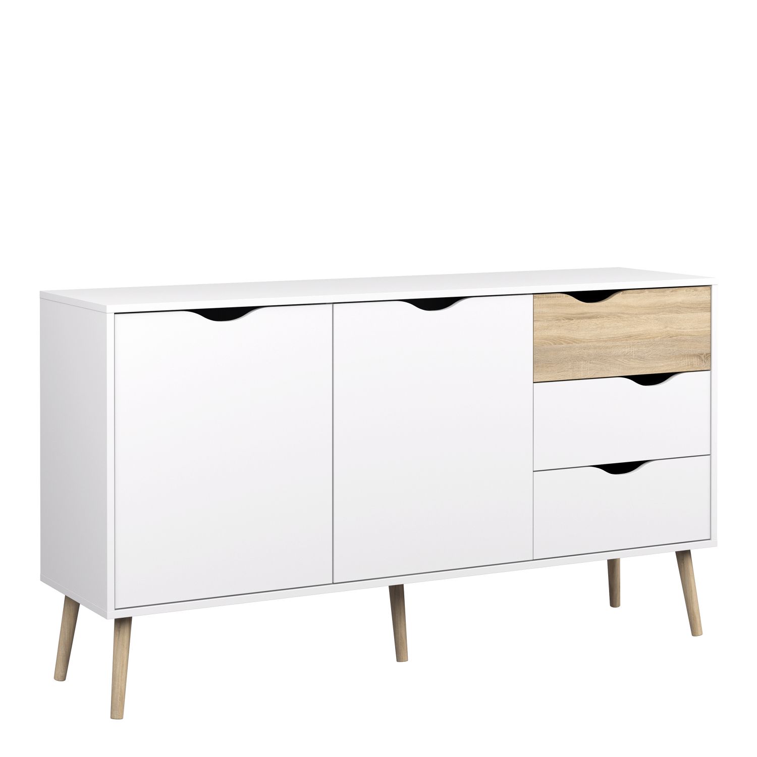 Oslo Sideboard - Large - 3 Drawers 2 Doors in White and Oak - White and Oak - Rosalind Collection