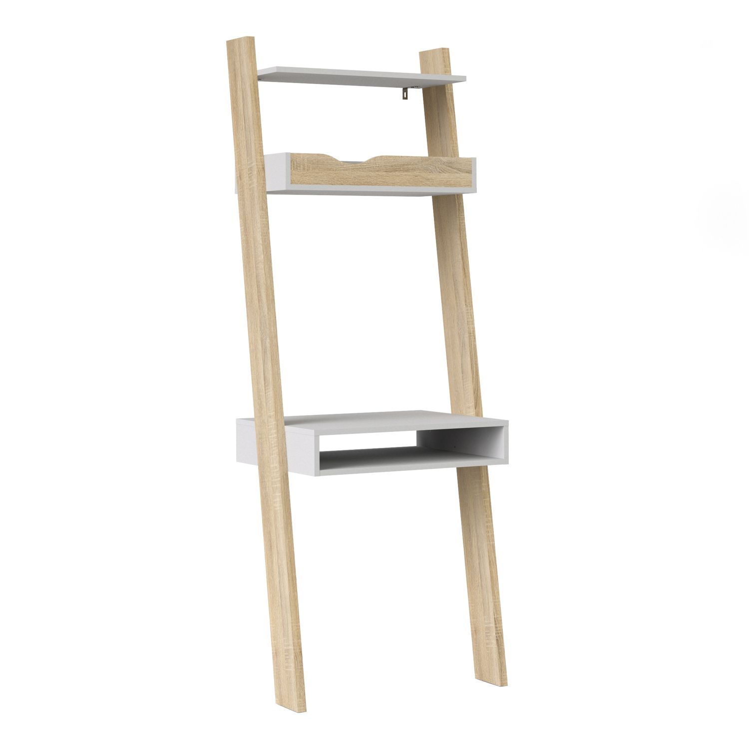 Oslo Leaning Desk in White and Oak - White and Oak - Rosalind Collection