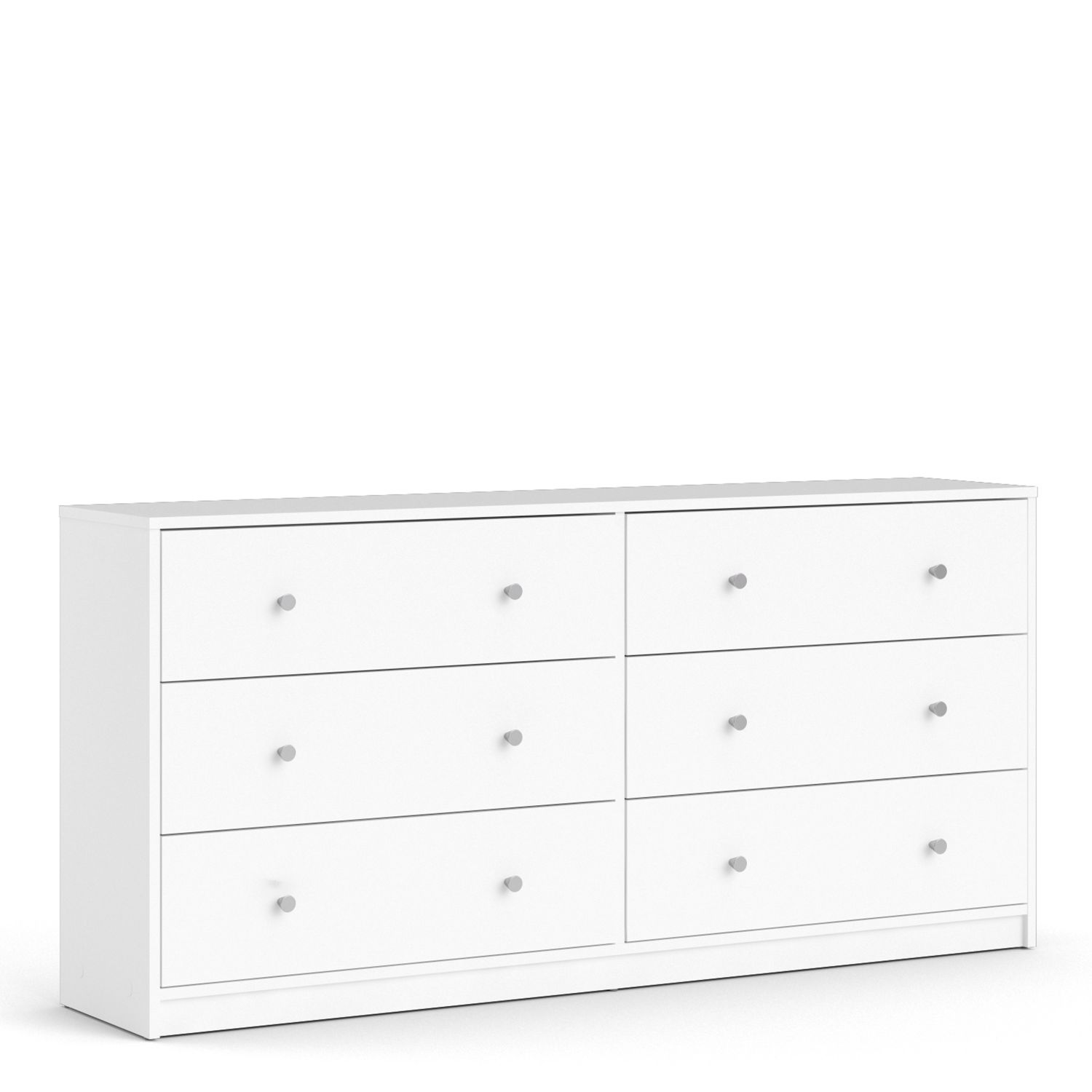 MEAFORD White Chest of Drawers - Large-sized, 6 Drawers, Double - Rosalind Collection