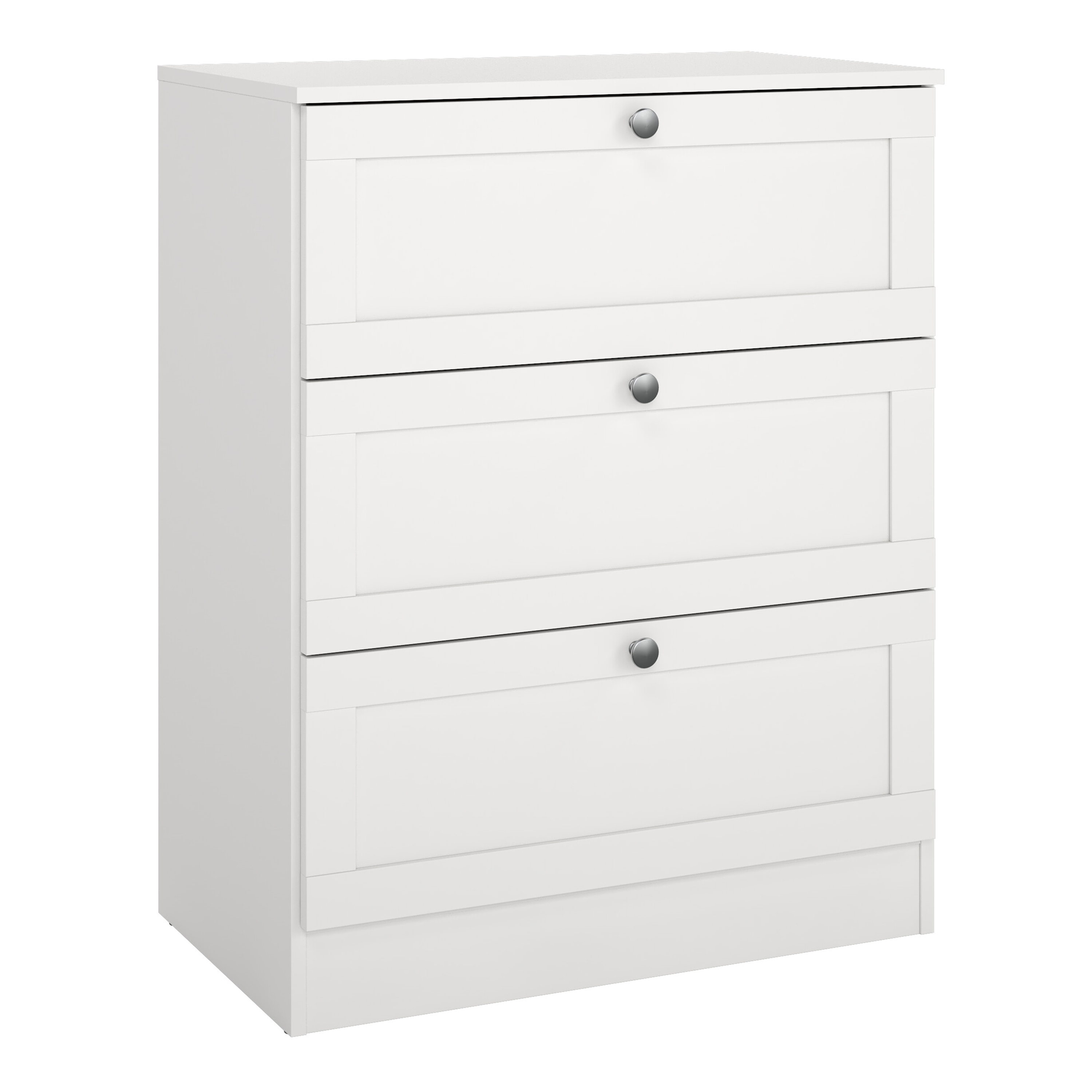 MANFRED White Chest of Drawers - Medium-sized, 3 Drawers - Rosalind Collection