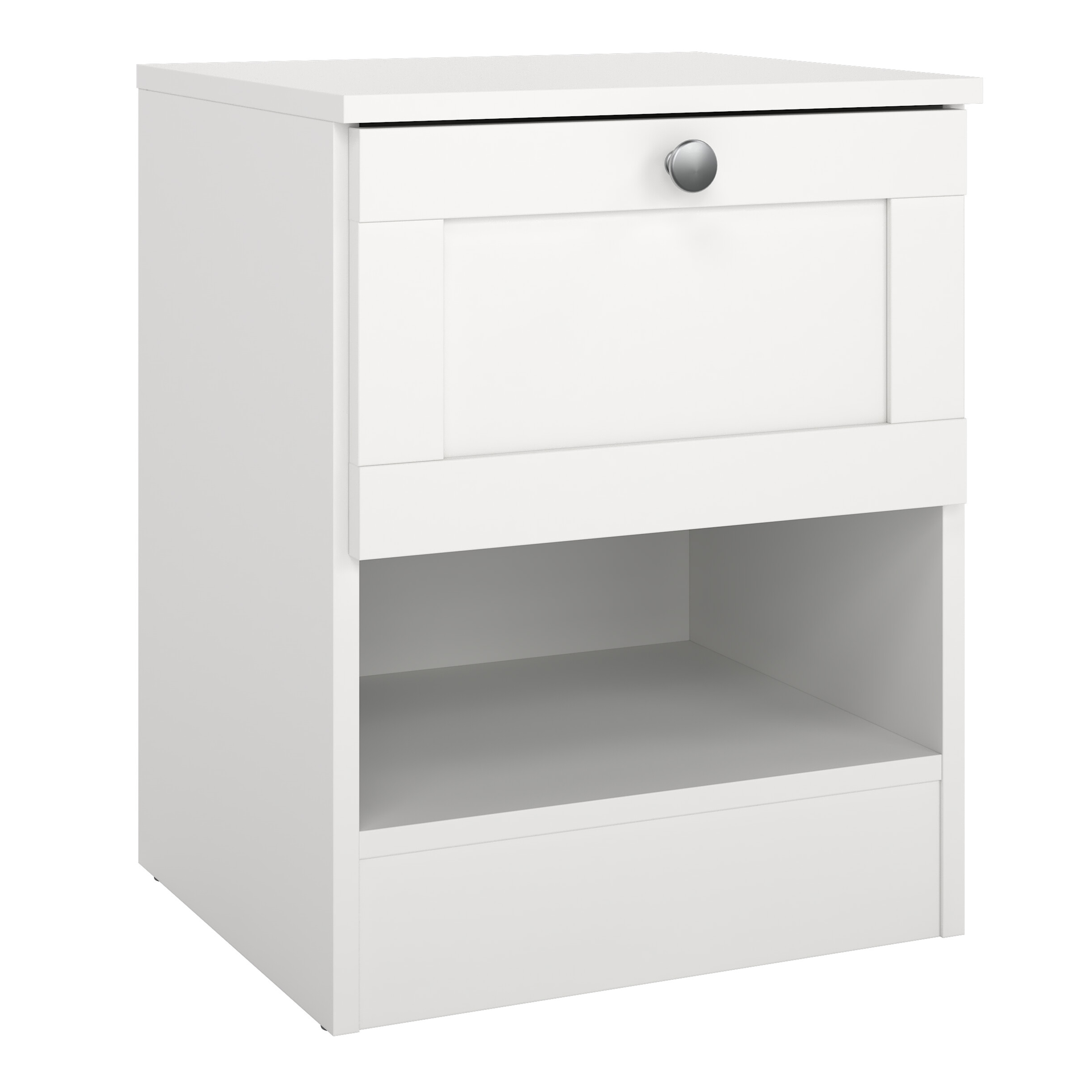 MANFRED Nightstand with 1 Frame Drawer in White - Rosalind Collection