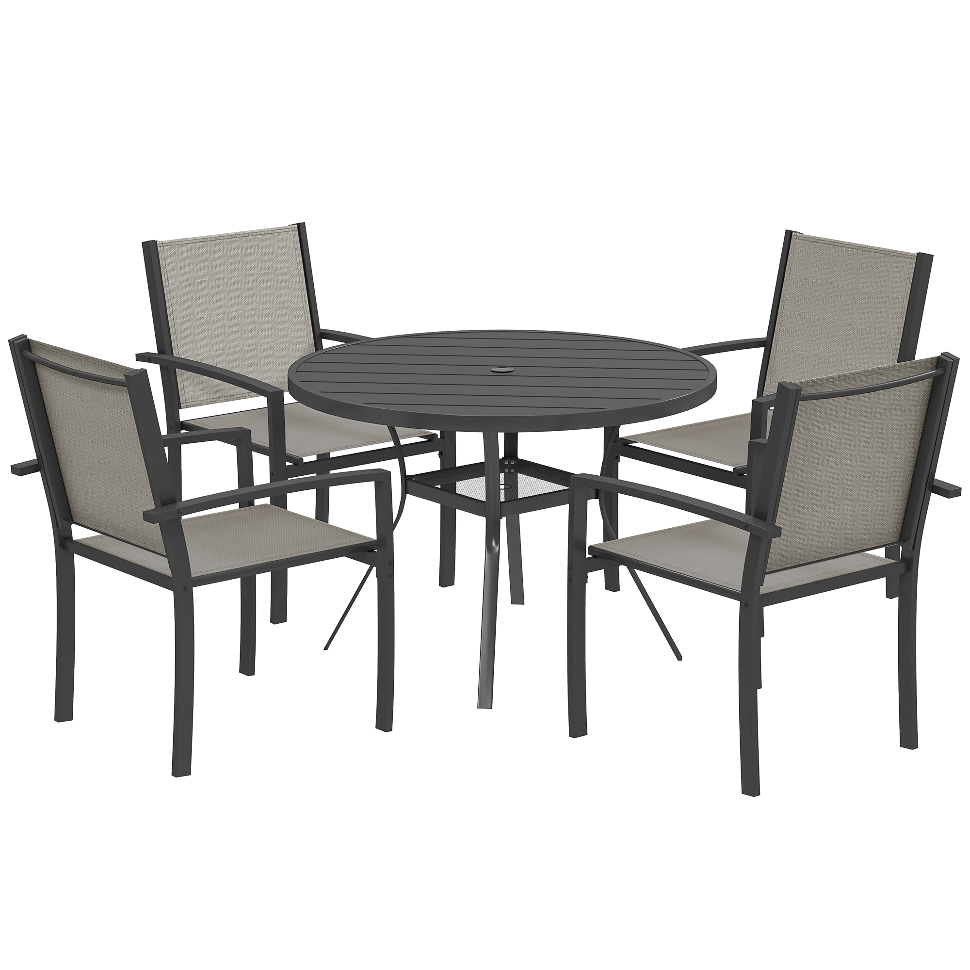 SUNVISTA 5 Piece Garden Furniture Set Garden Dining Set Dark Grey - Life Essentials