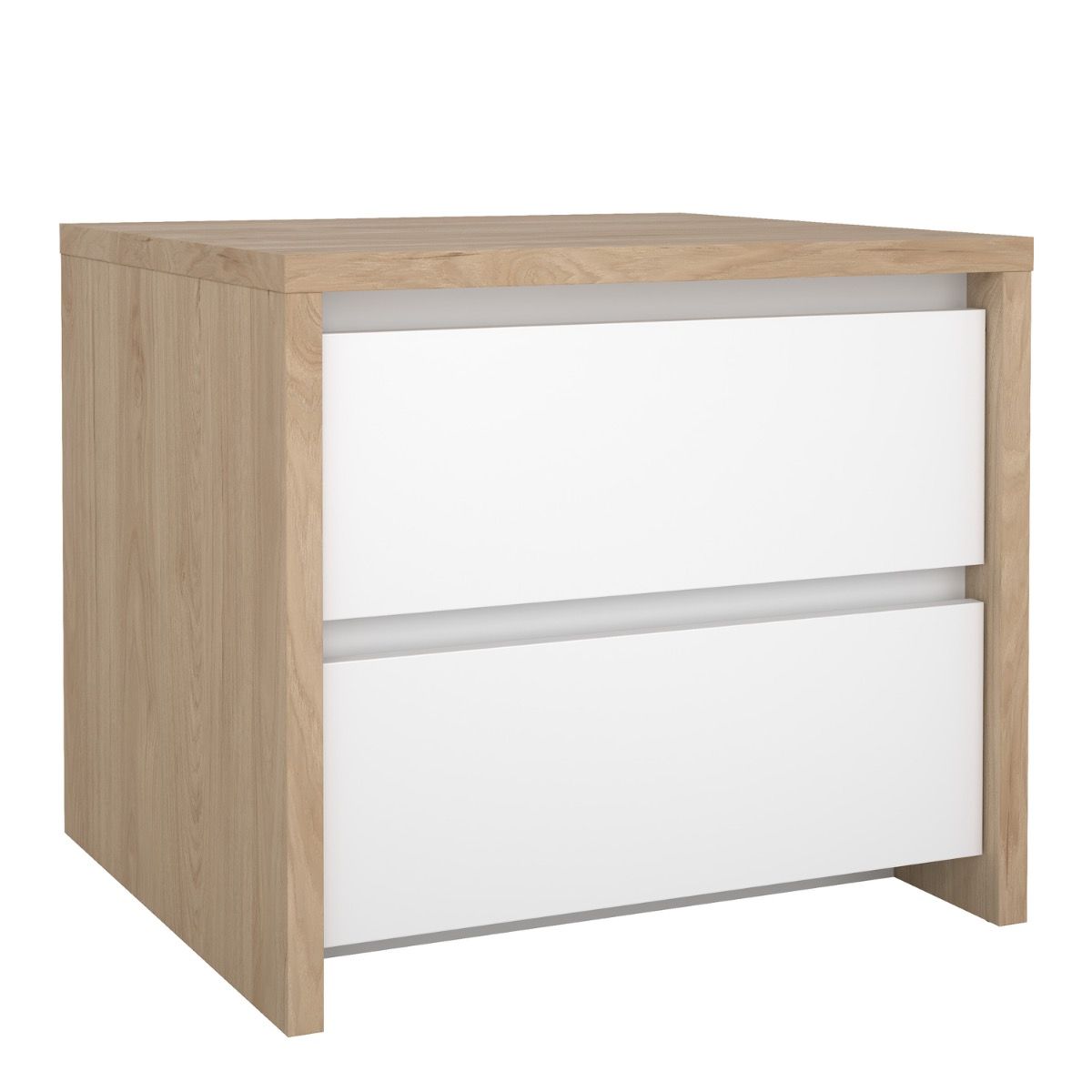 NEXORA Nightstand 2 Drawers Jackson Hickory White High Gloss - Rosalind Collection