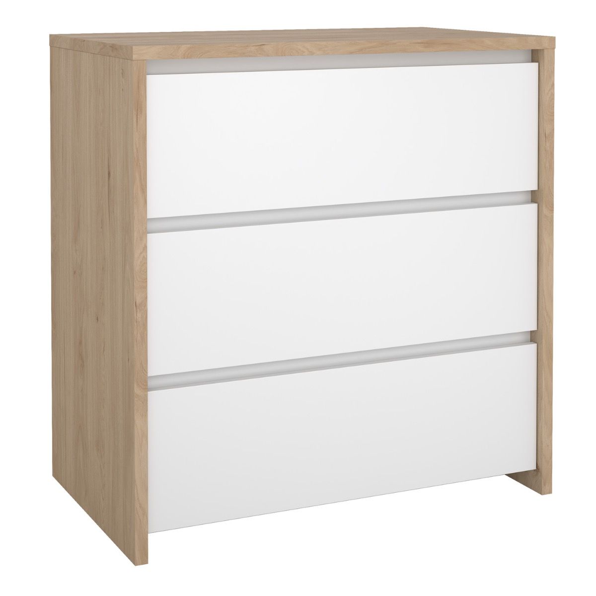 NEXORA Oak Finish Chest of Drawers - Medium-sized, 3 Drawers - Rosalind Collection