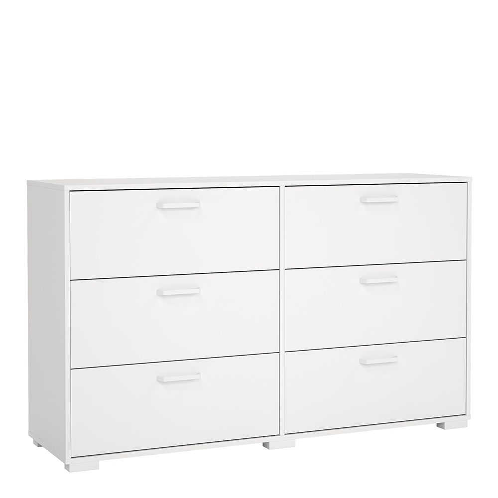 SOFI White Chest of Drawers - Extra Large-sized, 6 Drawers, Double - Rosalind Collection