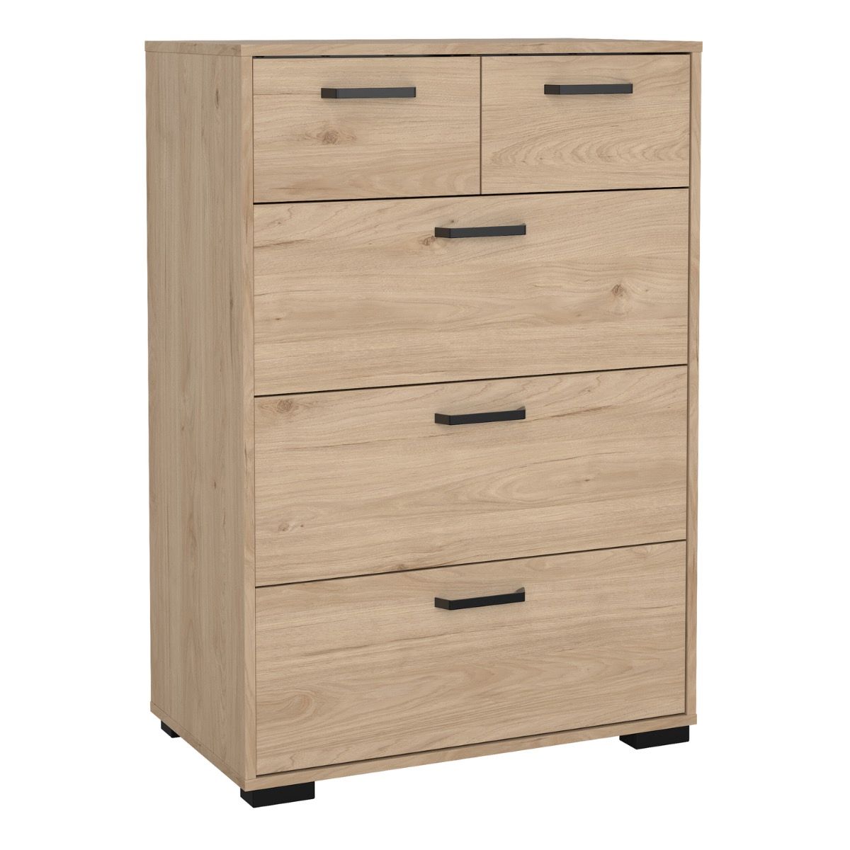 SOFI Oak Finish Chest of Drawers - Medium-sized, 5 Drawers - Rosalind Collection