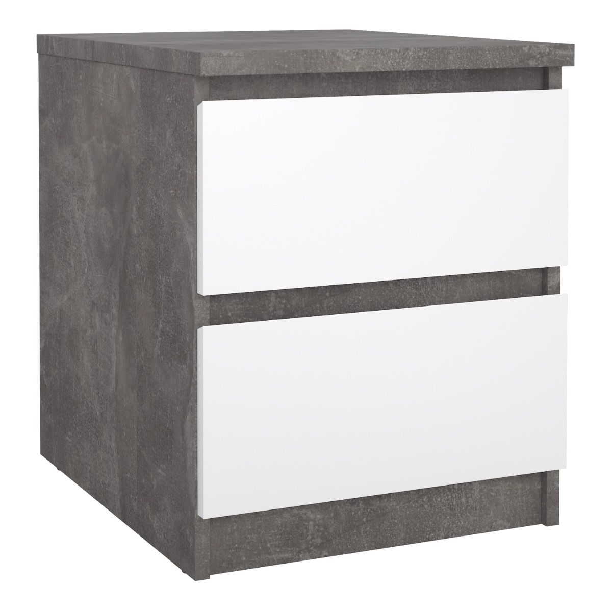 NANAIMO Bedside 2 drawers in Concrete White high gloss - Rosalind Collection