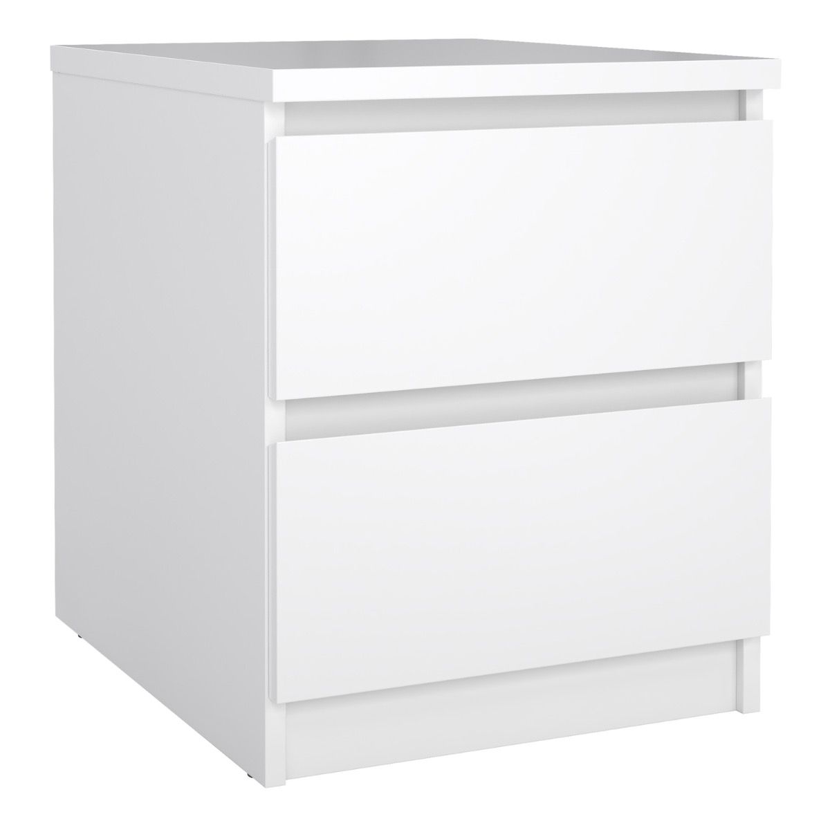NANAIMO Bedside 2 drawers Nightstand in White High Gloss - Rosalind Collection
