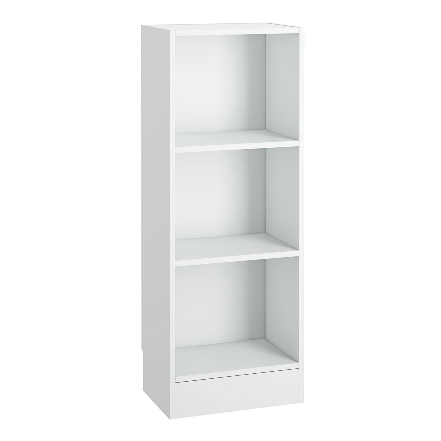 Basic Low Narrow Bookcase (2 Shelves) in White - White - Rosalind Collection