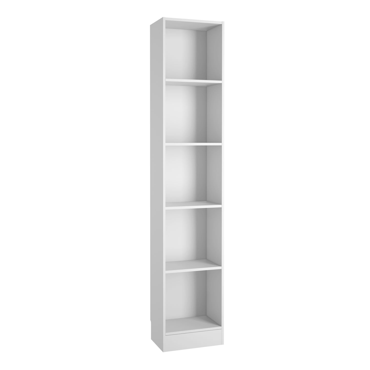 Basic Tall Narrow Bookcase (4 Shelves) in White - White - Rosalind Collection