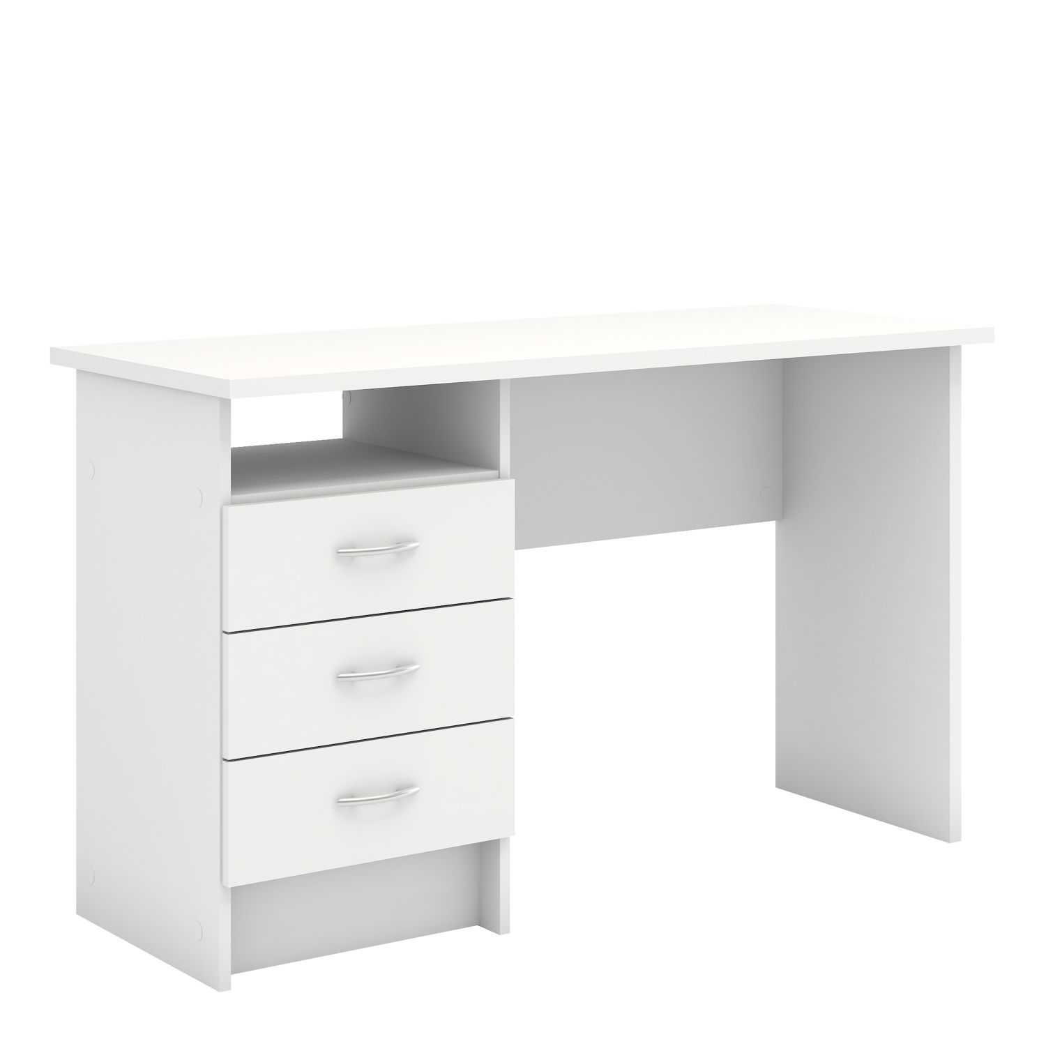 Function Plus Desk 3 Drawers in White - White - Rosalind Collection