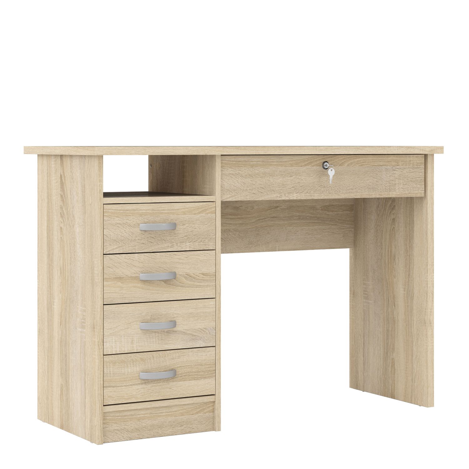 Function Plus Desk 5 Drawers in Oak - Oak - Rosalind Collection