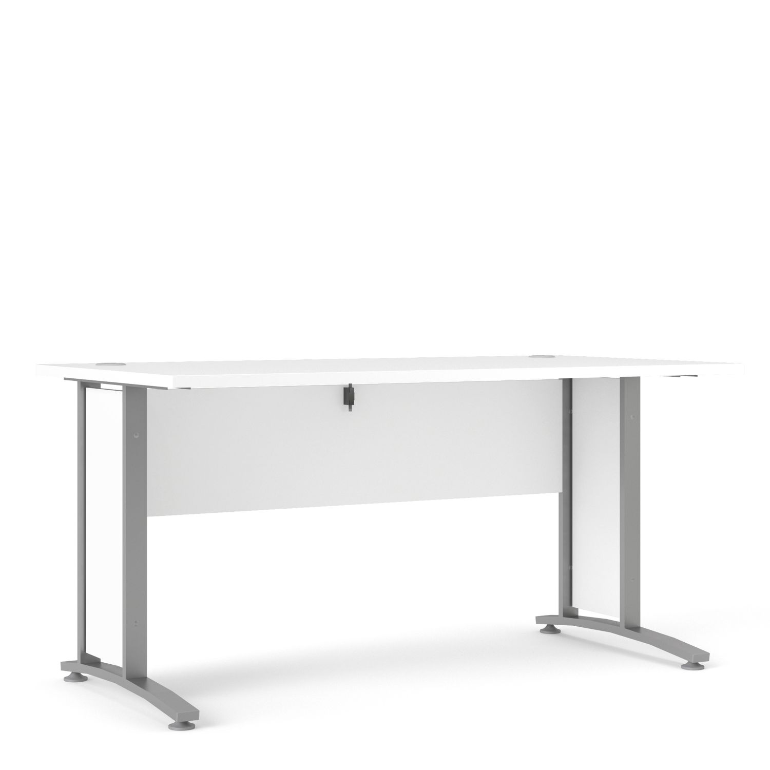 Prima Desk 150 cm in White with Silver grey steel legs - White/Steel Finish - Rosalind Collection
