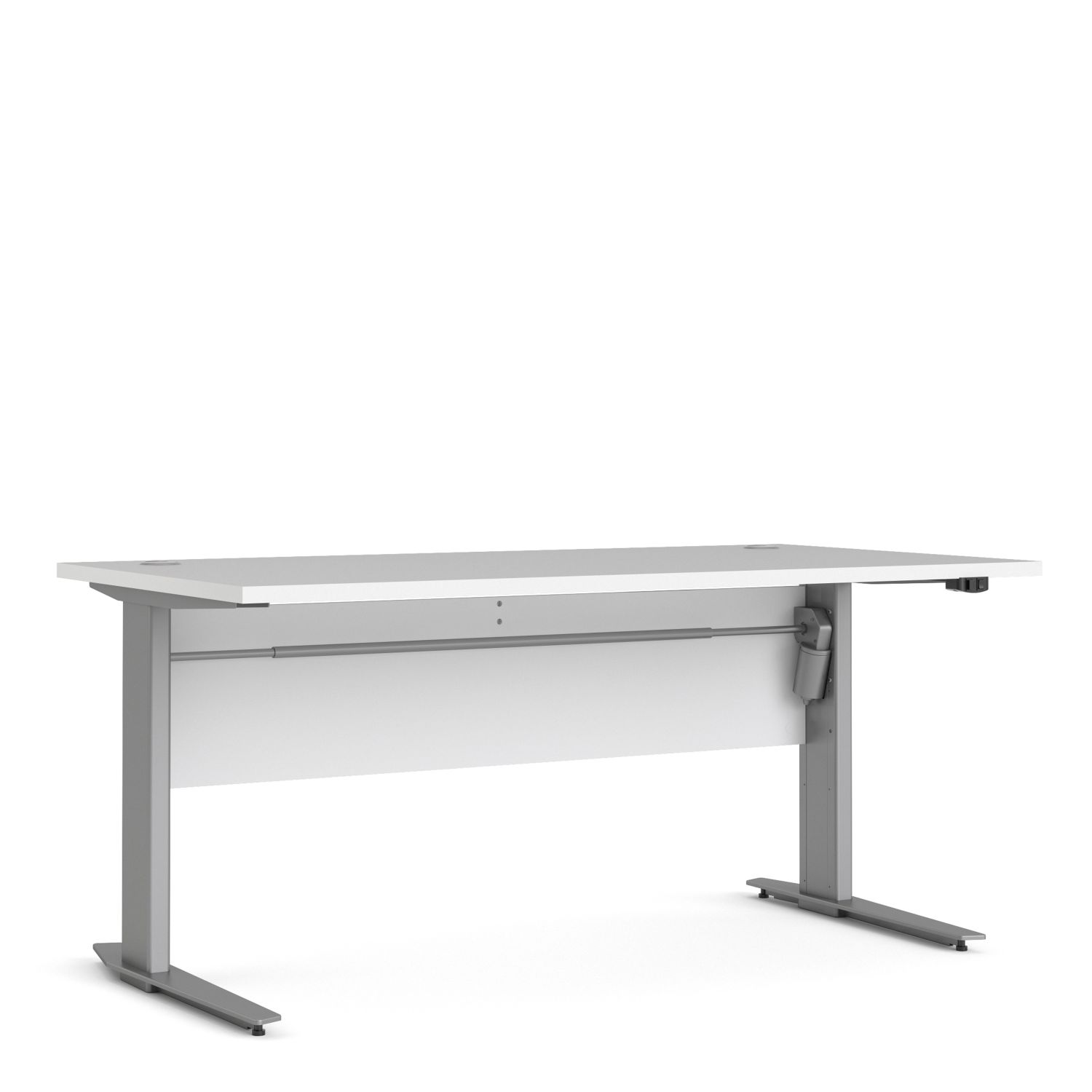 Prima Desk 150 cm in White with Height adjustable legs with electric control in Silver grey steel - White/Steel Finish - Rosalind Collection