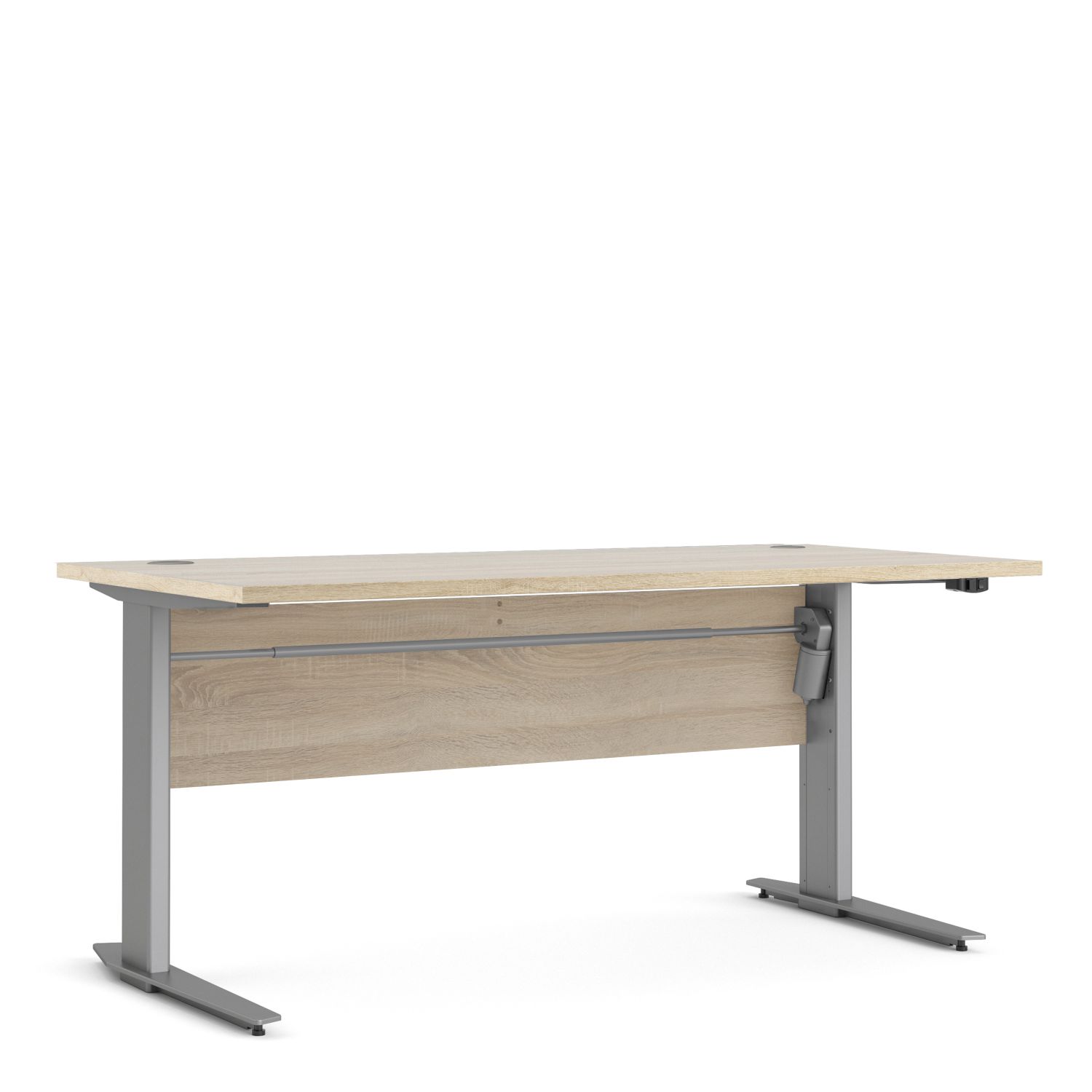 Prima Desk 150 cm in Oak with Height adjustable legs with electric control in Silver grey steel - Oak Effect/Steel Finish - Rosalind Collection