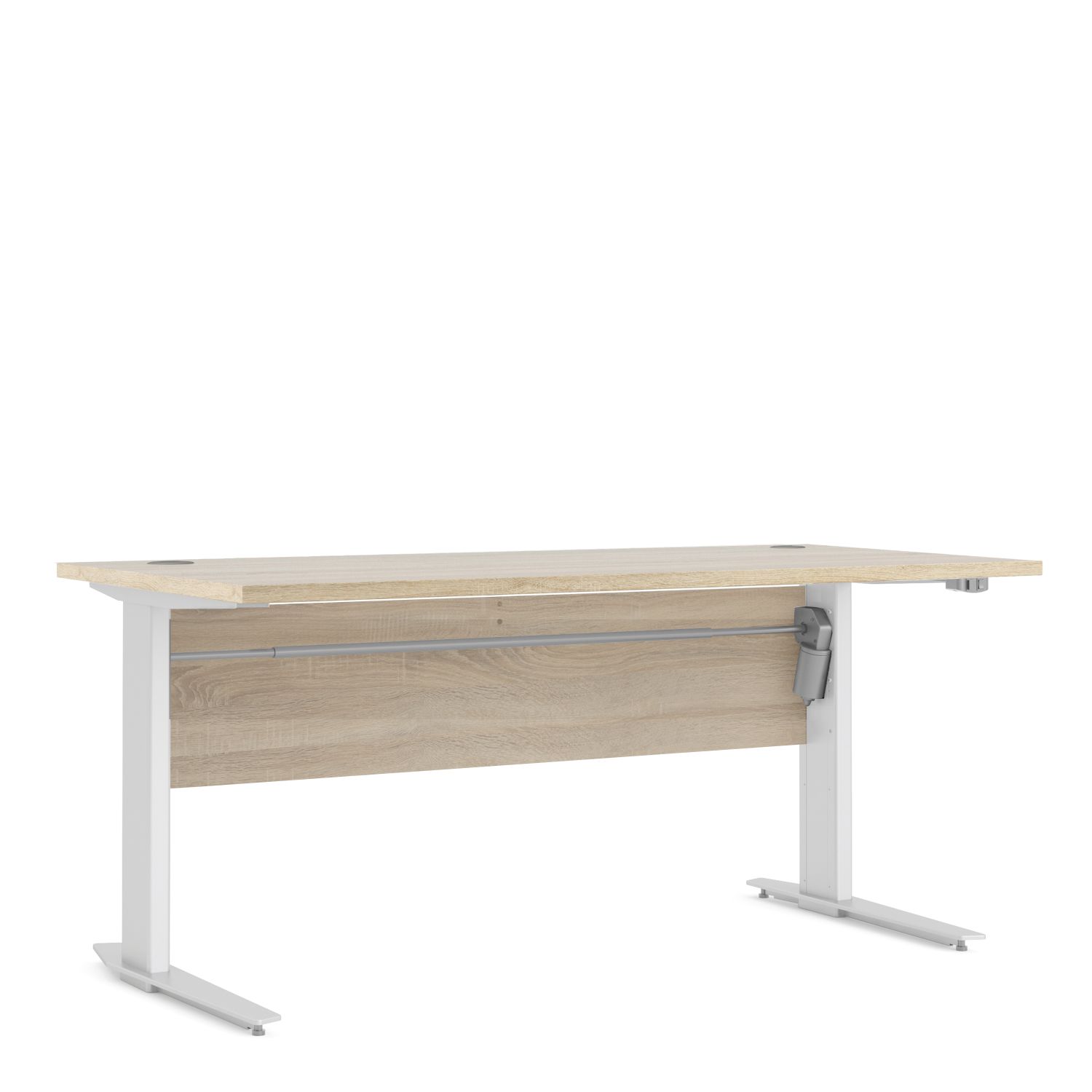 Prima Desk 150 cm in Oak with Height adjustable legs with electric control in White - Oak Effect/Matt White - Rosalind Collection