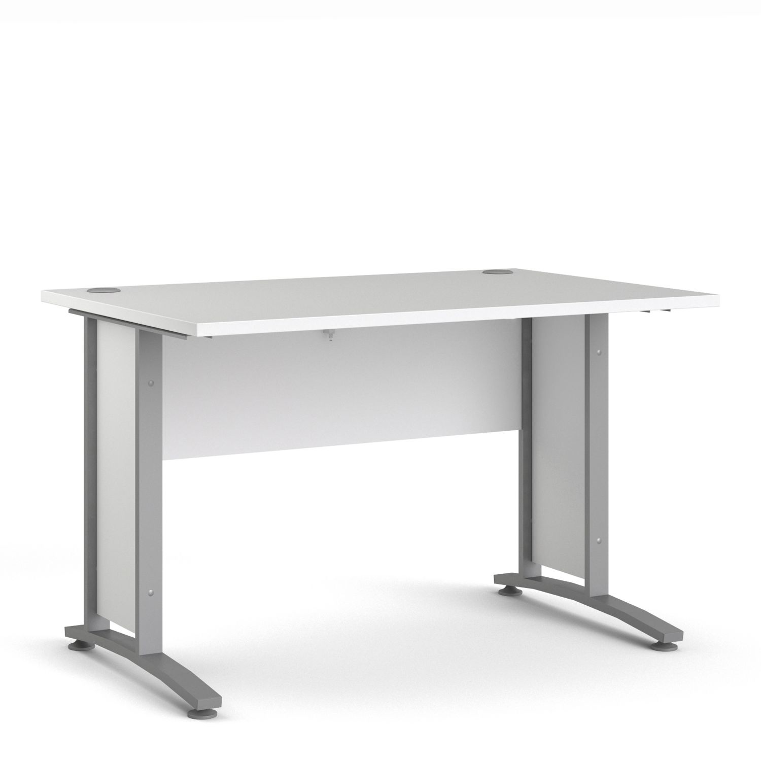 Prima Desk 120 cm in White with Silver grey steel legs - White/Steel Finish - Rosalind Collection