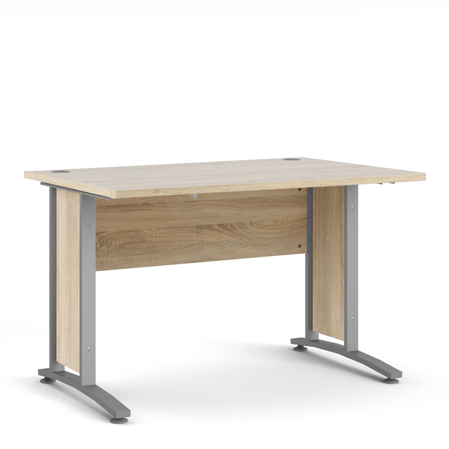 Prima Desk 120 cm in Oak with Silver grey steel legs - Oak Effect/Steel Finish - Rosalind Collection