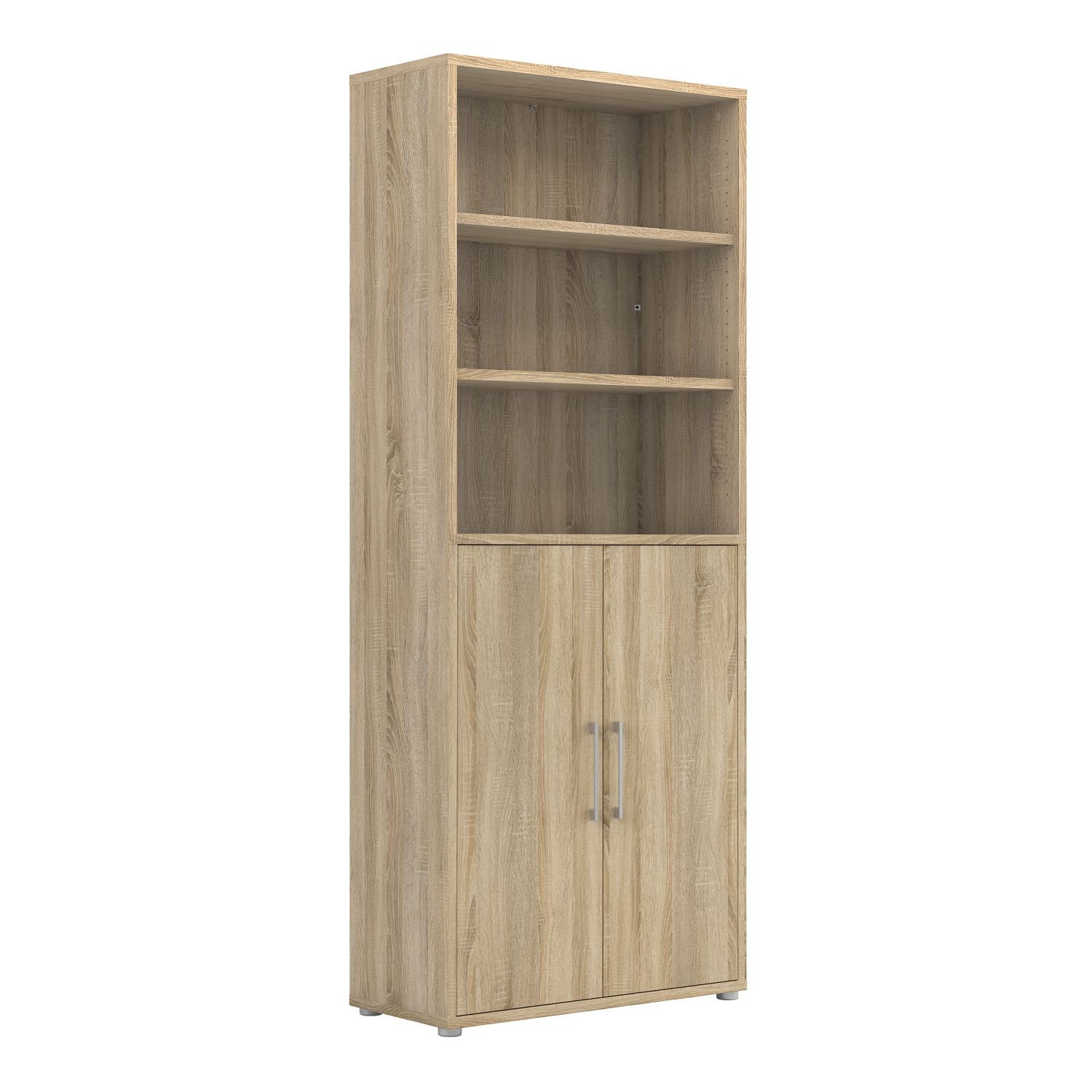 Prima Bookcase 5 Shelves with 2 Doors in Oak - Oak Effect - Rosalind Collection
