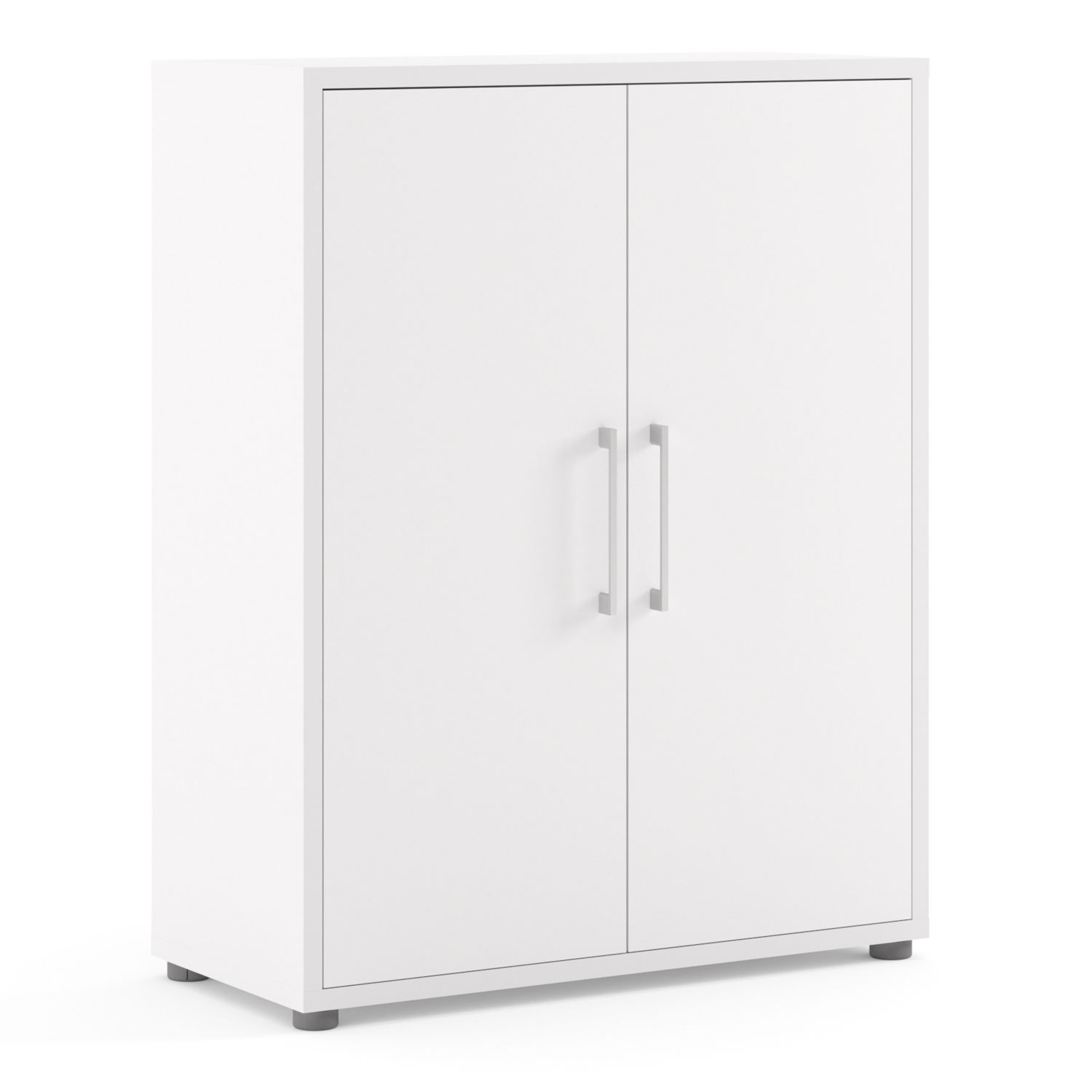 Prima Bookcase 2 Shelves with 2 Doors in White - White - Rosalind Collection