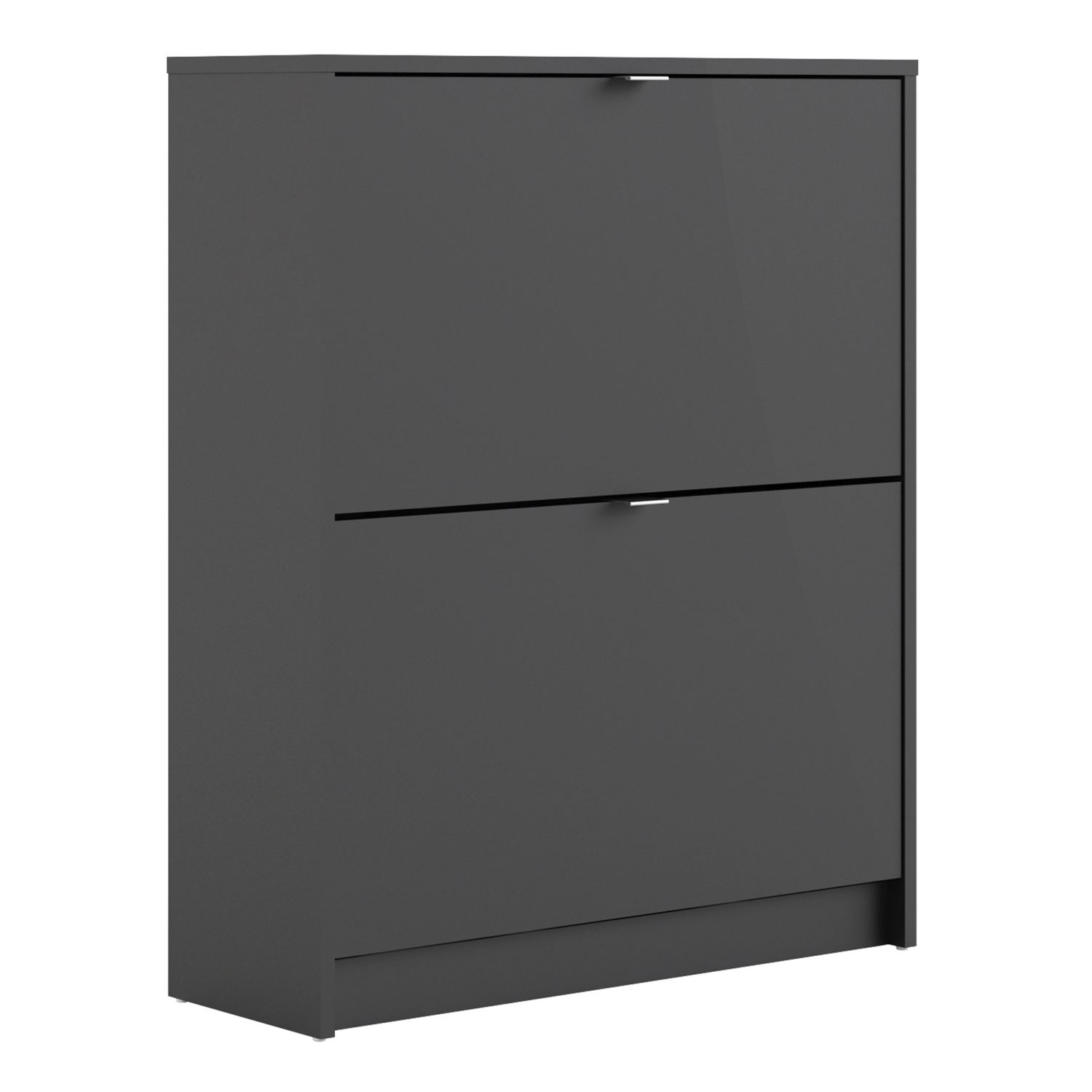 Shoe cabinet w. 2 tilting doors and 2 layers - Matt Black - Rosalind Collection