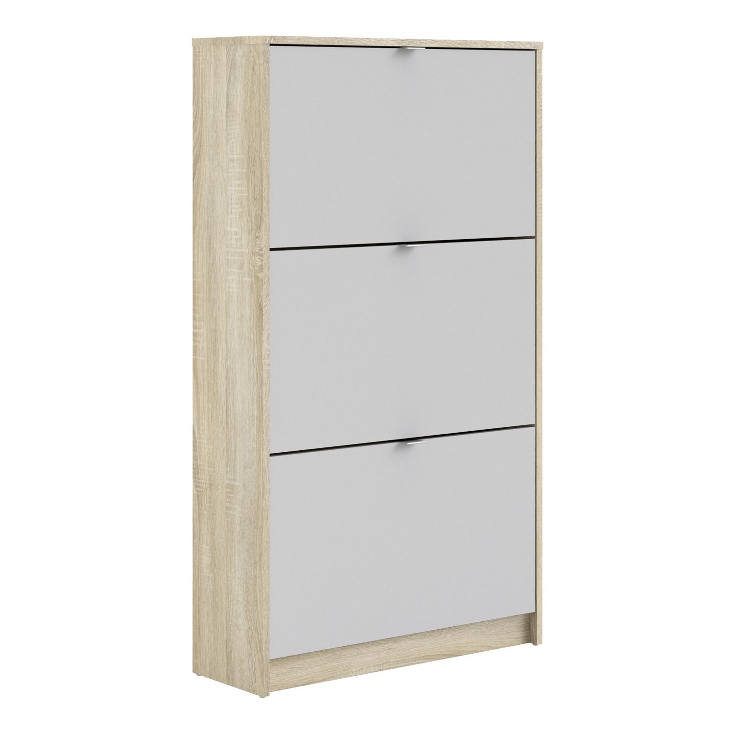 Shoe cabinet w. 3 tilting doors and 2 layers - Oak structure White - Rosalind Collection
