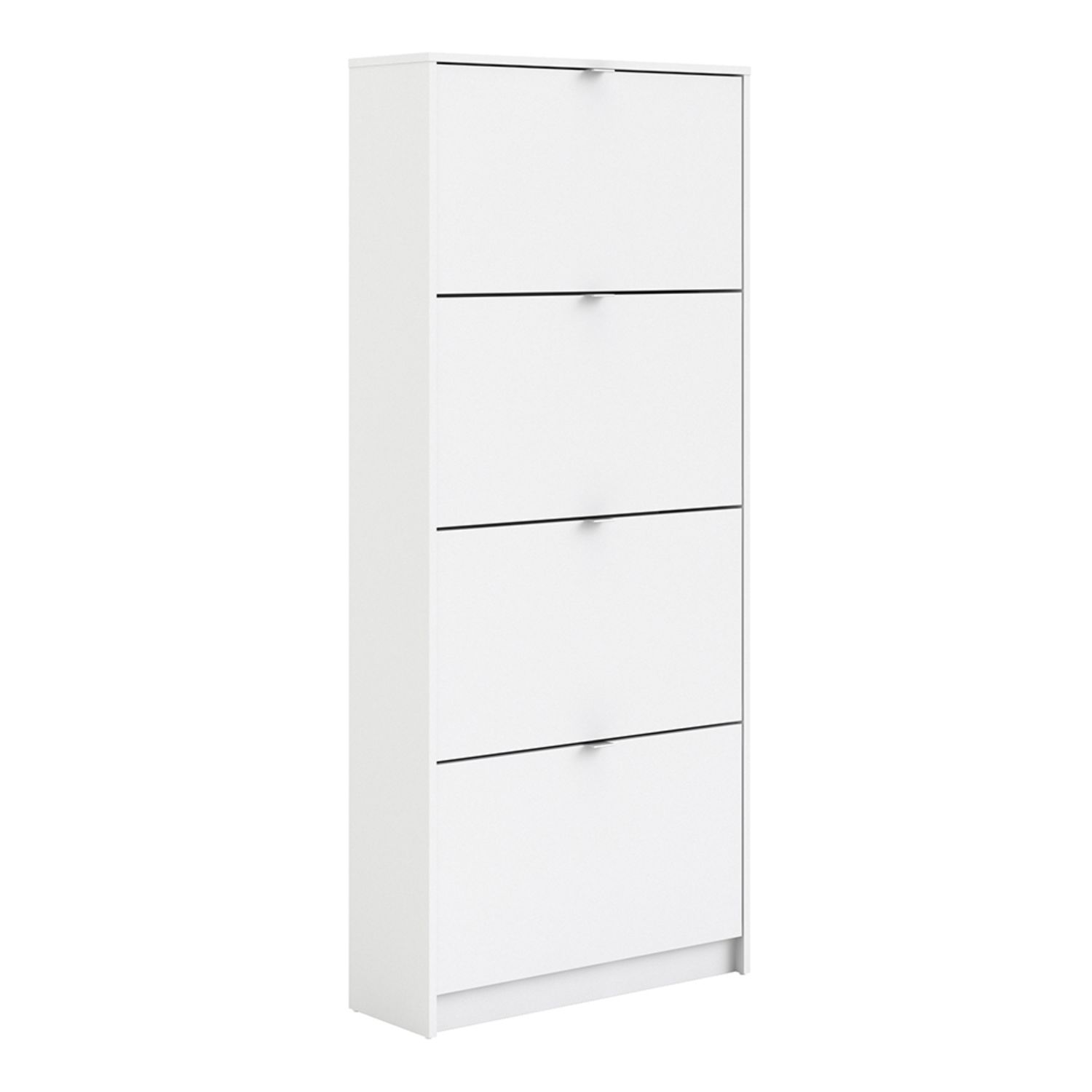 Shoe cabinet w. 4 tilting doors and 2 layers - White - Rosalind Collection