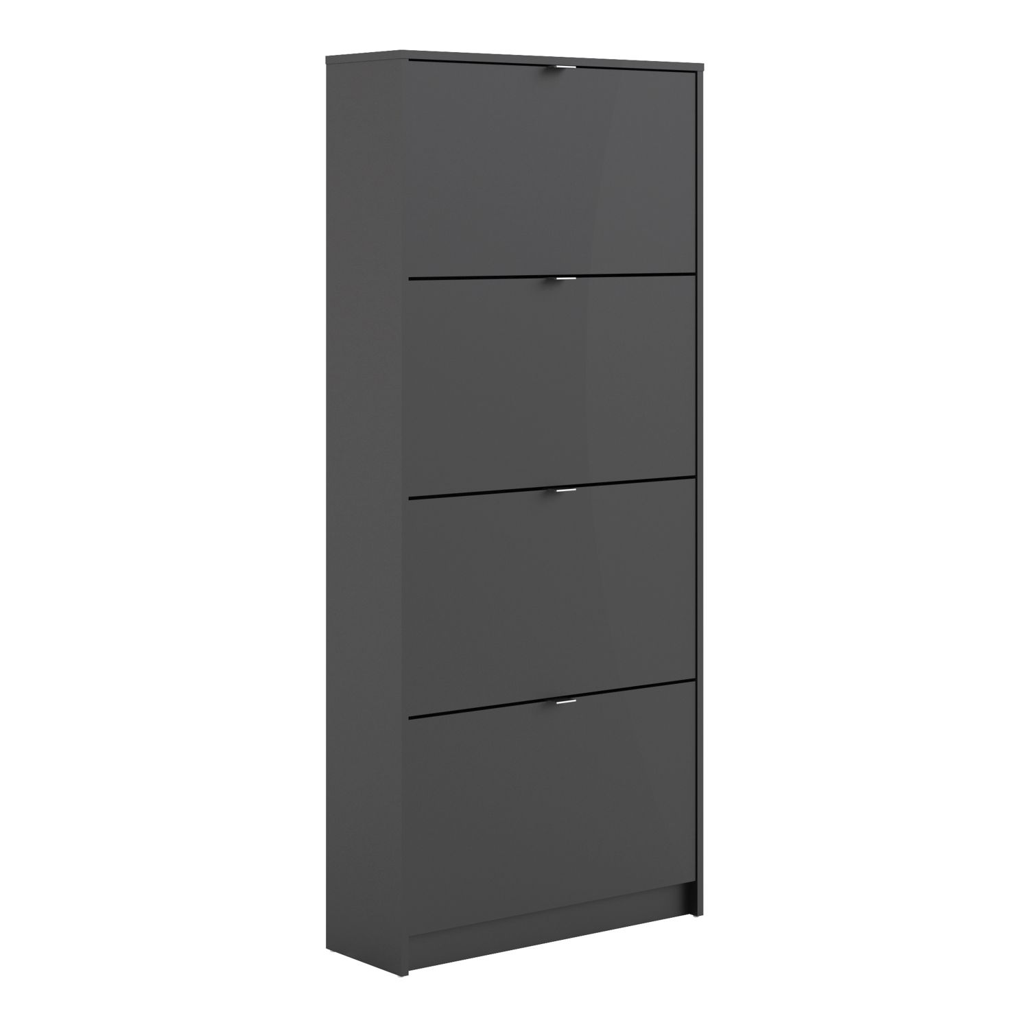 Shoe cabinet w. 4 tilting doors and 2 layers - Matt Black - Rosalind Collection