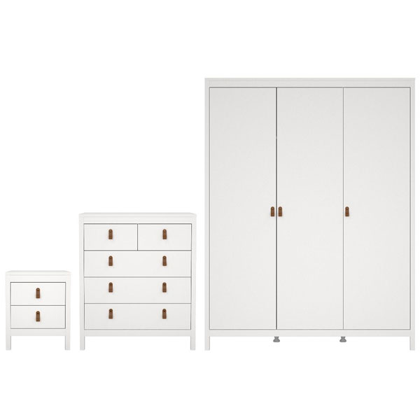 Wardrobe Set - BURNLEY 3 Door Bedroom Set 3 Piece White 149cm - Rosalind Collection