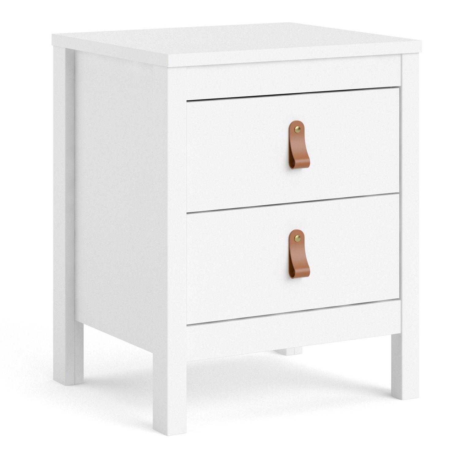 Bedside Table - BARCELONA 2 Drawer Nightstand White 43.6cm - Rosalind Collection