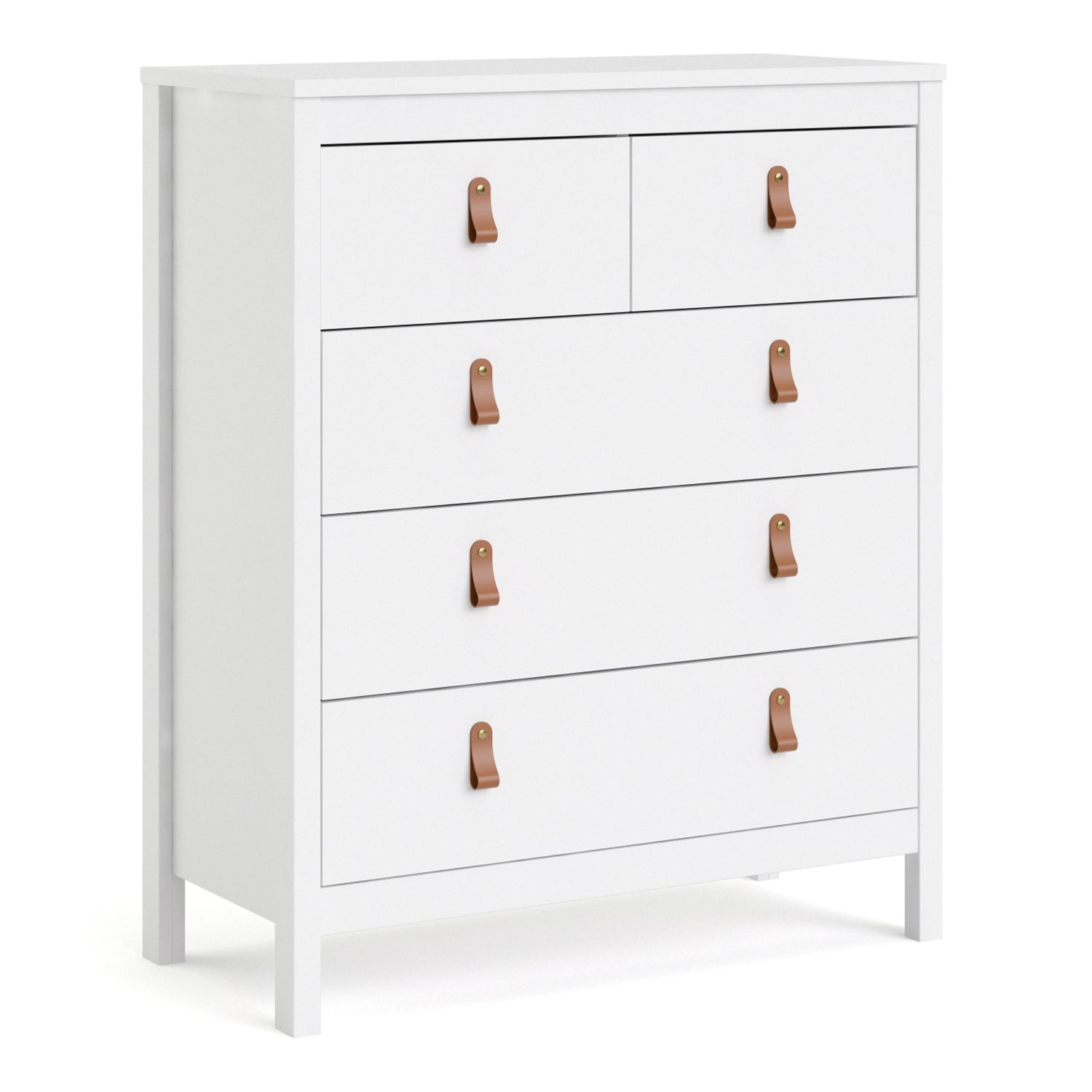 BURNLEY White Chest of Drawers - Medium-sized, 5 Drawers - Rosalind Collection