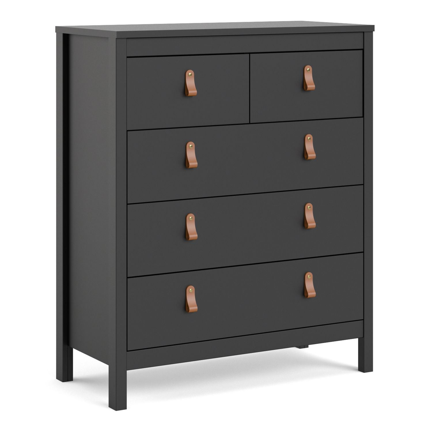 BURNLEY Black Chest of Drawers - Medium-sized, 5 Drawers - Rosalind Collection