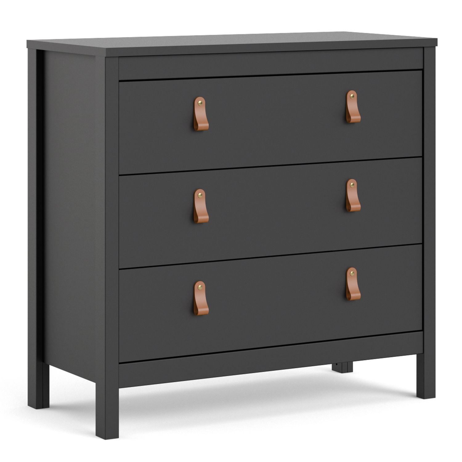 BURNLEY Black Chest of Drawers - Medium-sized, 3 Drawers - Rosalind Collection