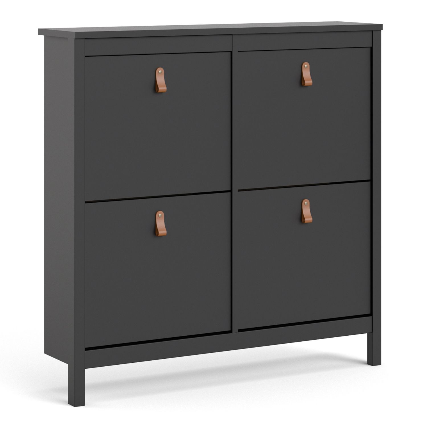 Barcelona Shoe cabinet 4 compartments in Matt Black - Matt Black - Rosalind Collection