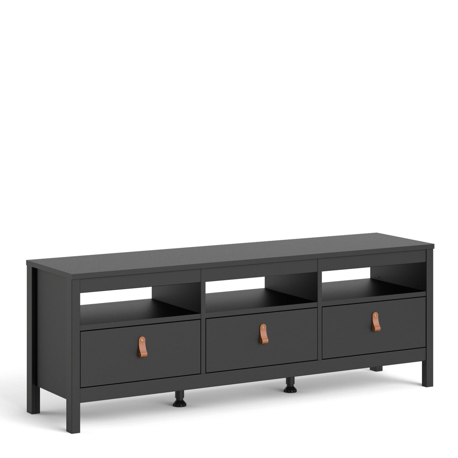 Barcelona Tv-unit 3 drawers in Matt Black - Matt Black - Rosalind Collection