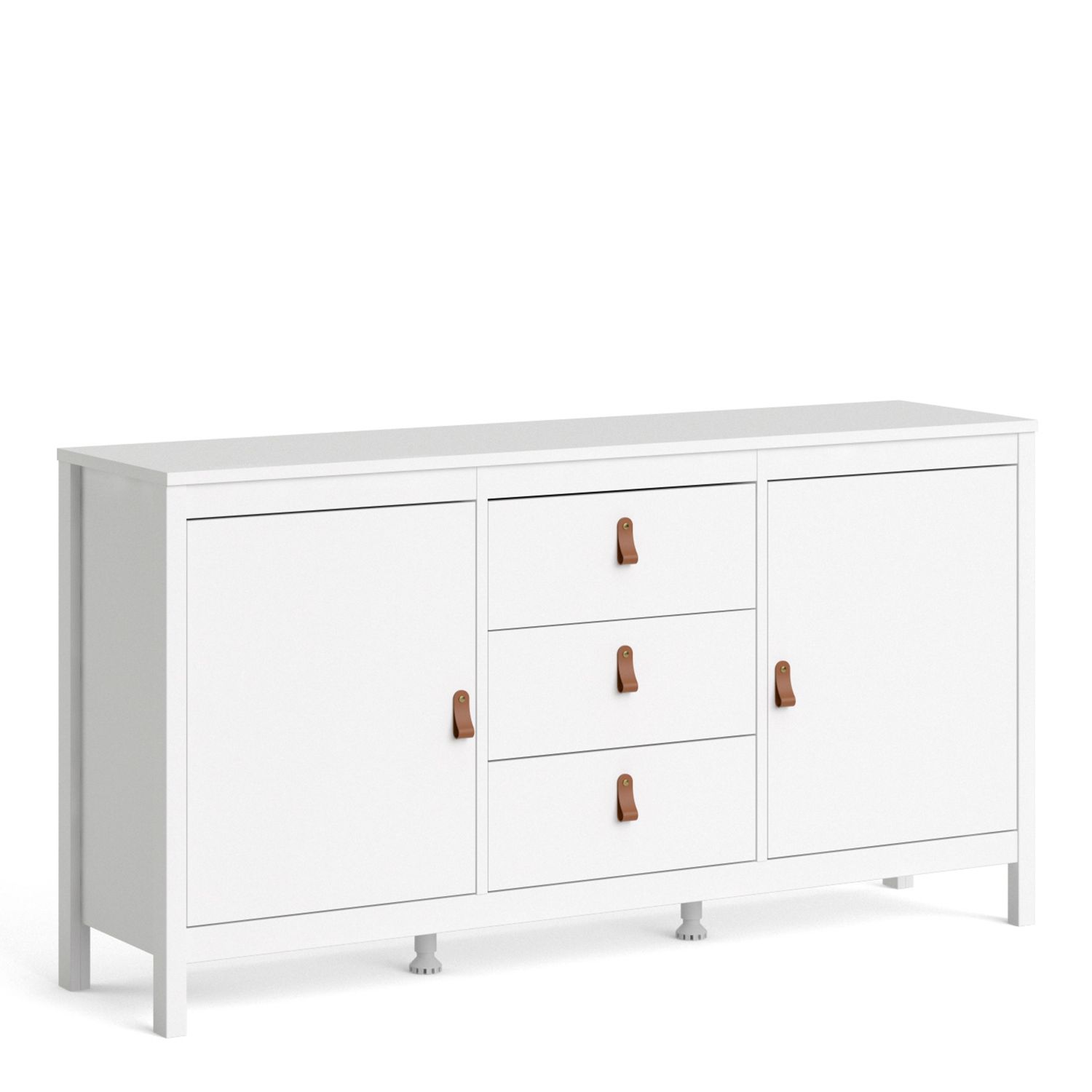 Barcelona Sideboard 2 doors + 3 drawers in White - White - Rosalind Collection