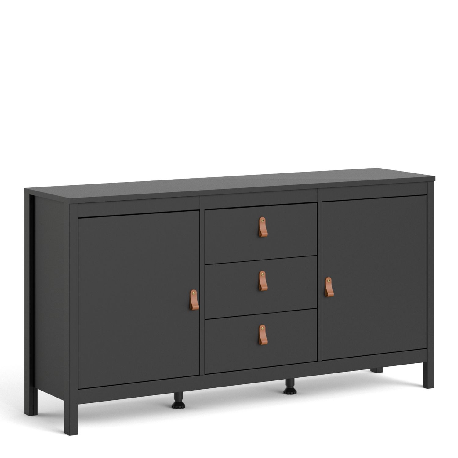 Barcelona Sideboard 2 doors + 3 drawers in Matt Black - Matt Black - Rosalind Collection