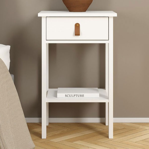 Bedside Table - MAREN Nightstand White 40cm - Rosalind Collection